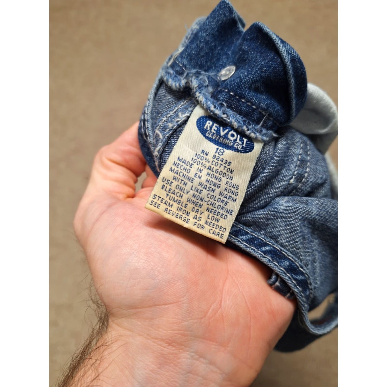 Denime VINTAGE Revolt Denim Overalls One-Piece Women 18 Blue 90s Floral Striped Sleeveless Workwear Size 40" / US 18 - 2 Thumbnail