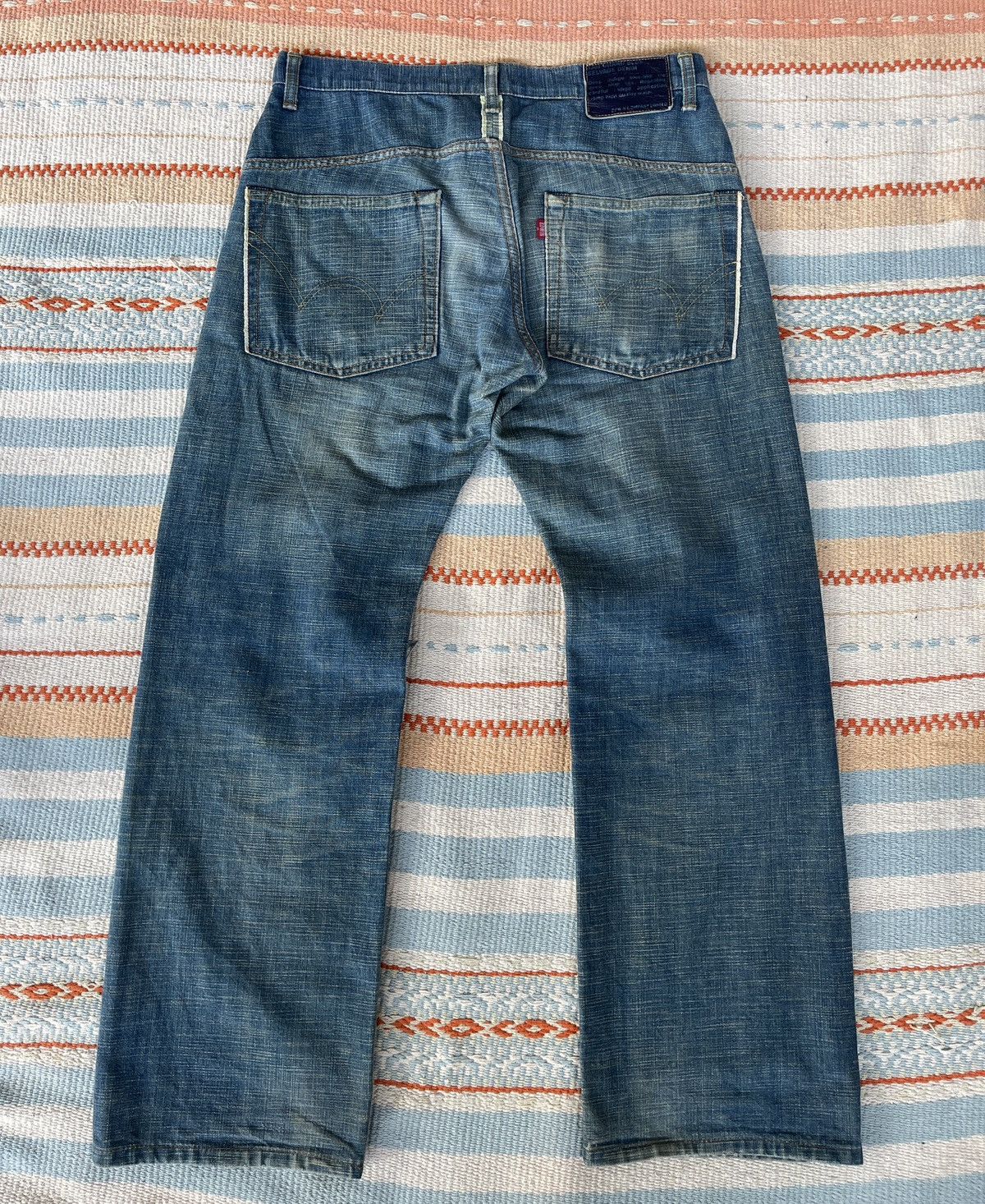 Edwin Rare‼️Vintage 90s🔥EDWIN🔥13oz Grand Blue Selvedge Denim Size US 33 - 3 Thumbnail