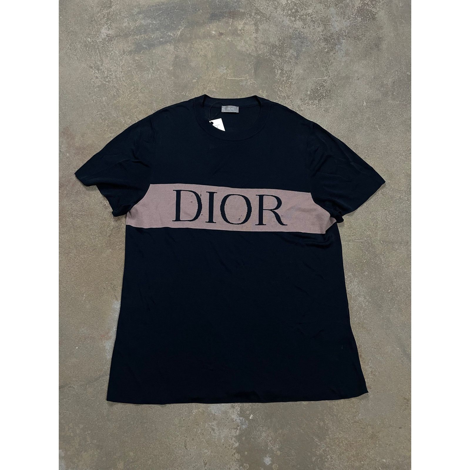 Dior Dior Tee Black Beige Knit Chest Logo Used Medium Size US M / EU 48-50 / 2 - 1 Thumbnail
