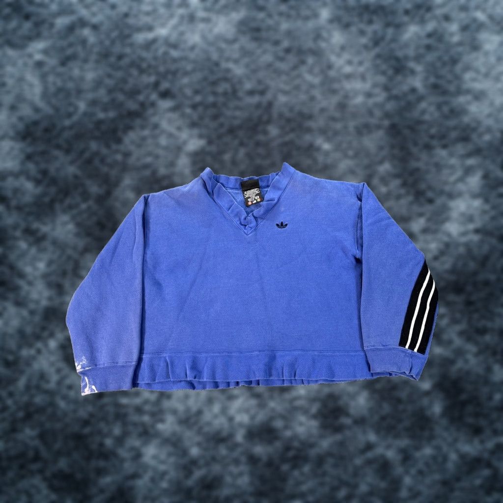 Adidas VINTAGE Adidas Sweatshirt Mens XL Blue Trefoil Logo Cropped Stripe 90s Size US XL / EU 56 / 4 - 1 Thumbnail