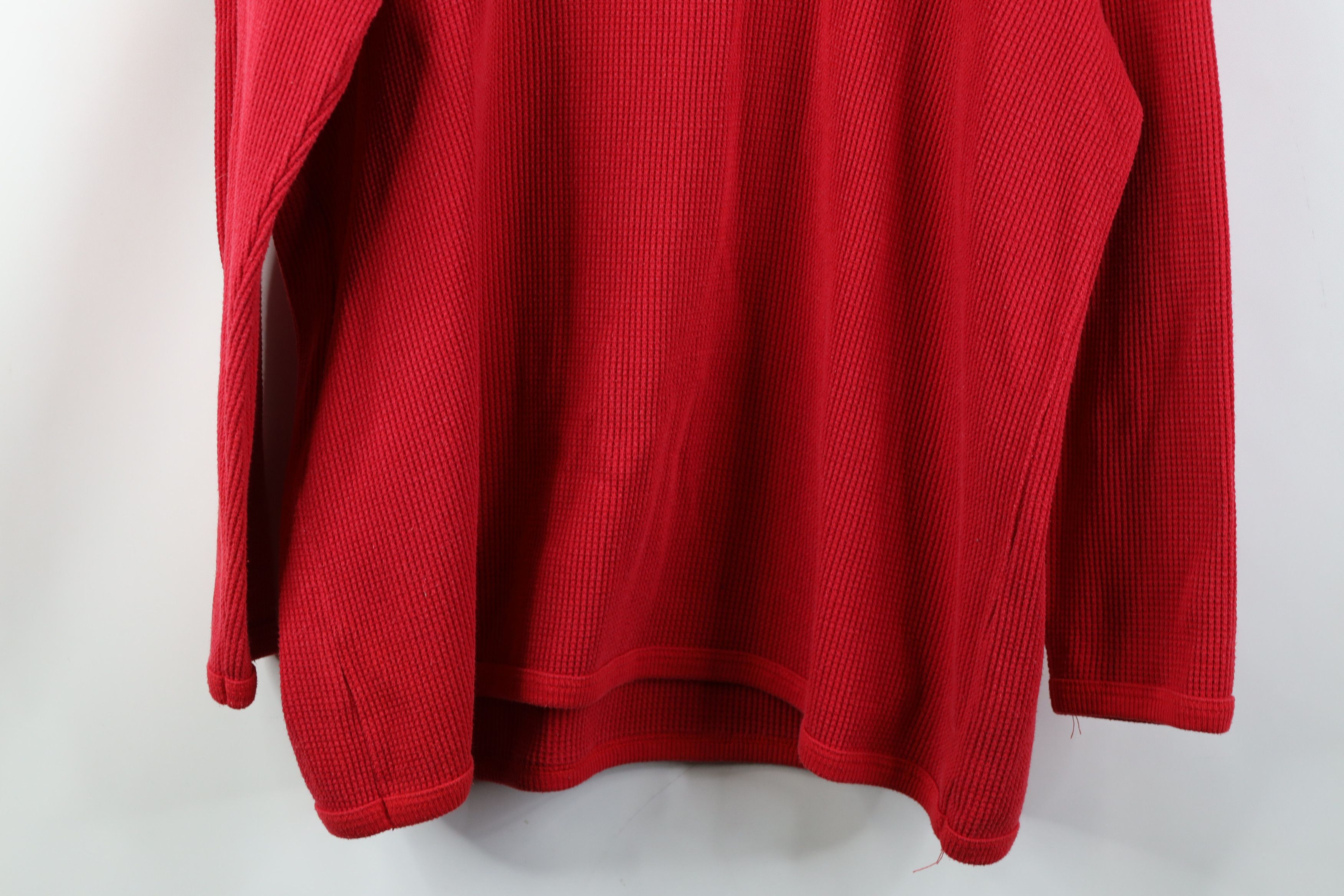 Vintage Vintage 90s Streetwear Waffle Knit Long Sleeve T-Shirt Red Size US L / EU 52-54 / 3 - 10 Thumbnail