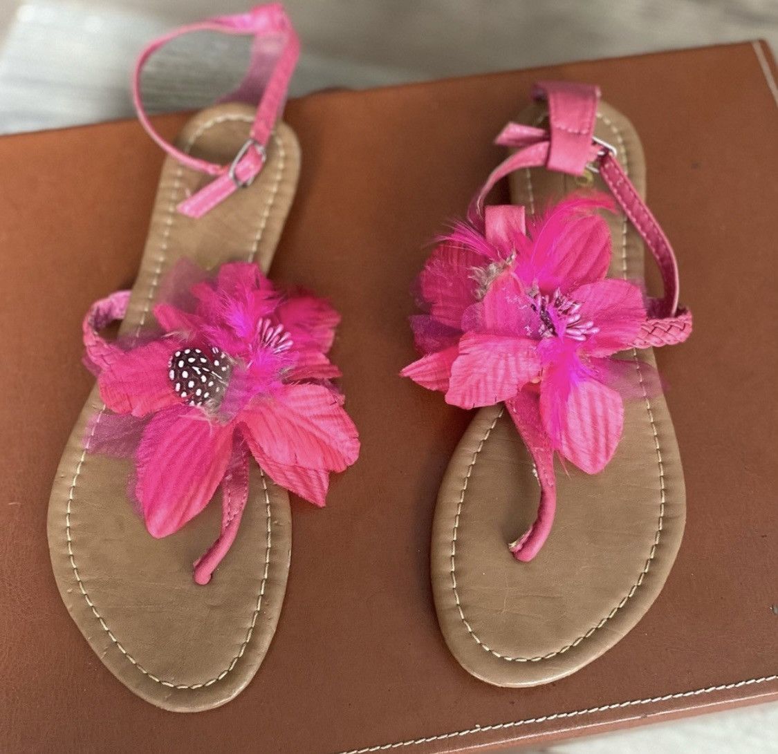 Other VINTAGE YOKI HOT PINK SANDALS FLATS Size US 7 / IT 37 - 3 Thumbnail