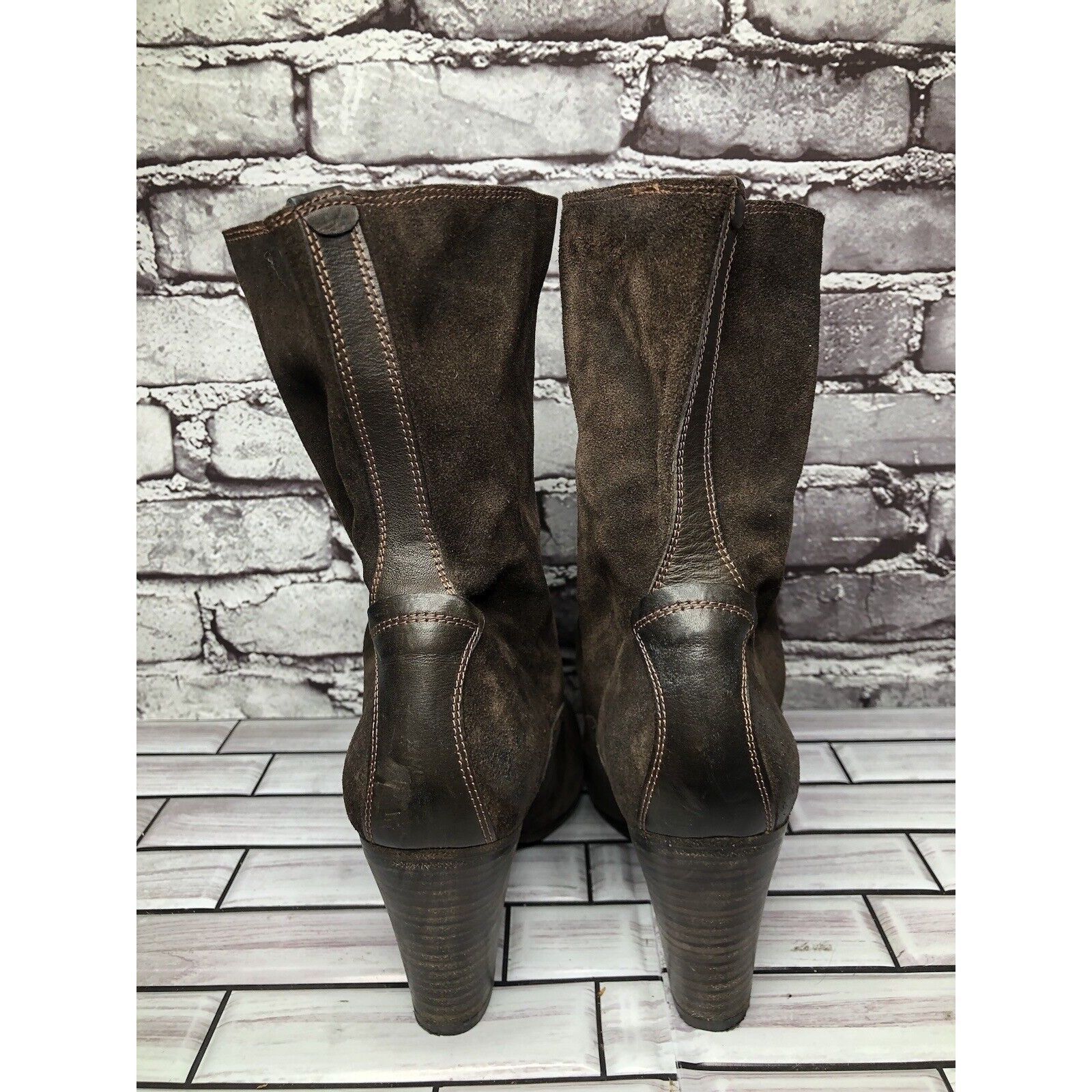 n.d.c. made by hand N.D.C. Made by Hand Brown Suede Leather Calf Heel Boots Shoe Size US 8.5 / IT 38.5 - 4 Thumbnail