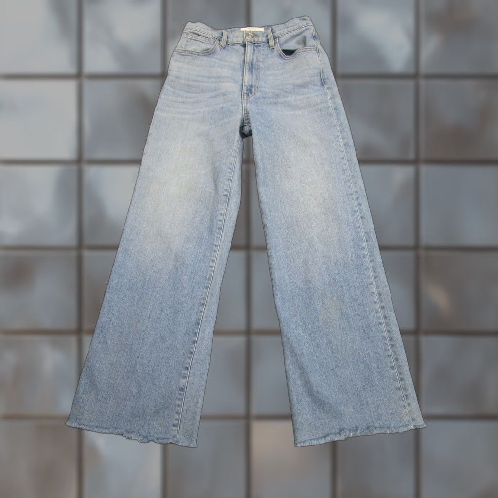 SLVRLAKE Grace Crop Jeans Womens 26 Light Wash High Rise Raw Hem Denim USA