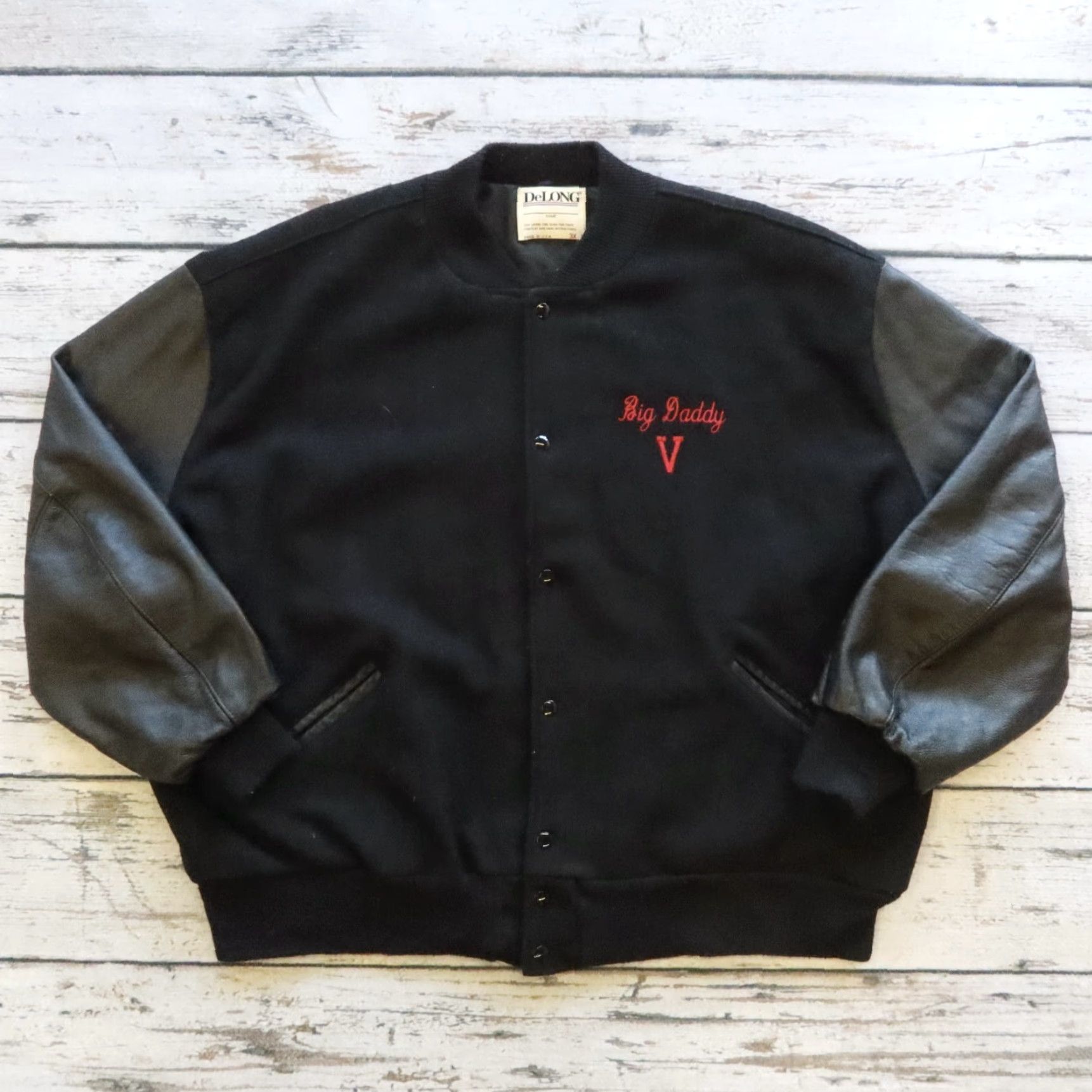 Vintage VINTAGE DeLong Pan-Africanism Peace Varsity Bomber Jacket Men's 3XL Black Leather Jacket Size US XXL / EU 58 / 5 - 2 Thumbnail