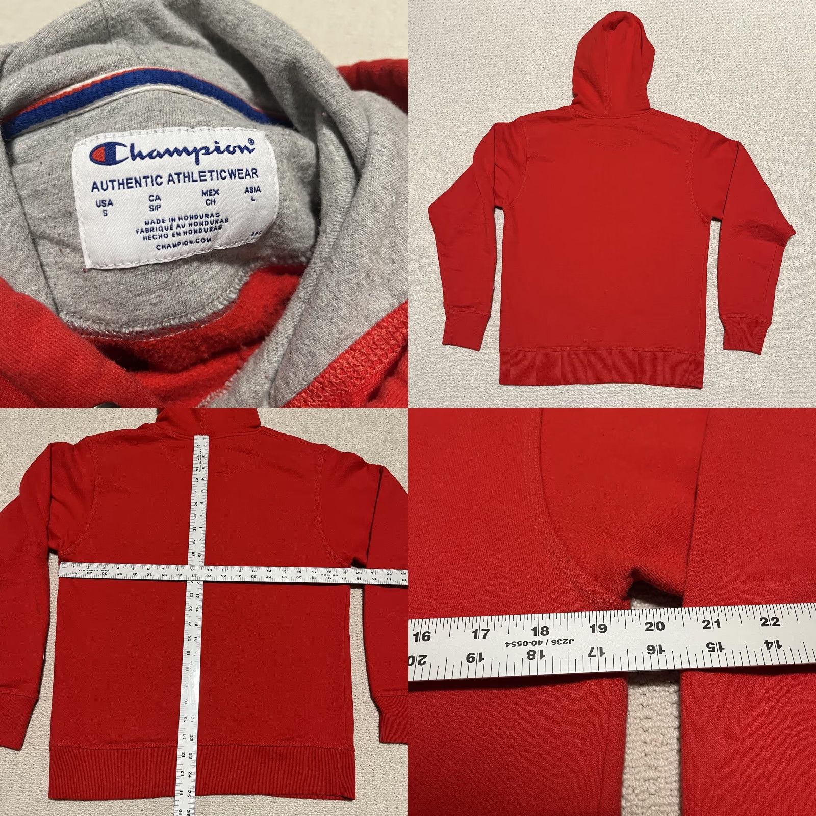 Champion Champion Hoodie Mens Small Red Embroidered Logo Pullover Sweatshirt Vintage Knit Cotton Polyester Heavyweight Hooded Pockets Classic Sports Logo Mens Size US S / EU 44-46 / 1 - 8 Thumbnail