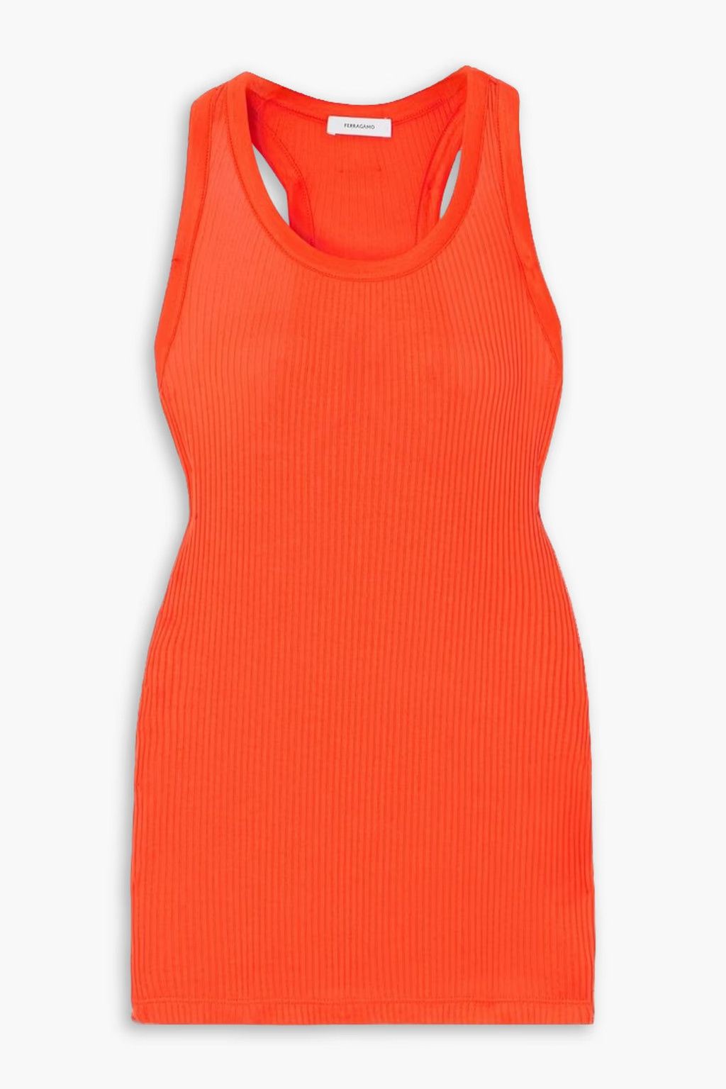 Salvatore Ferragamo o1s1rm0924 Ribbed Jersey Tank Top in Orange Size XS / US 0-2 / IT 36-38 - 1 Thumbnail