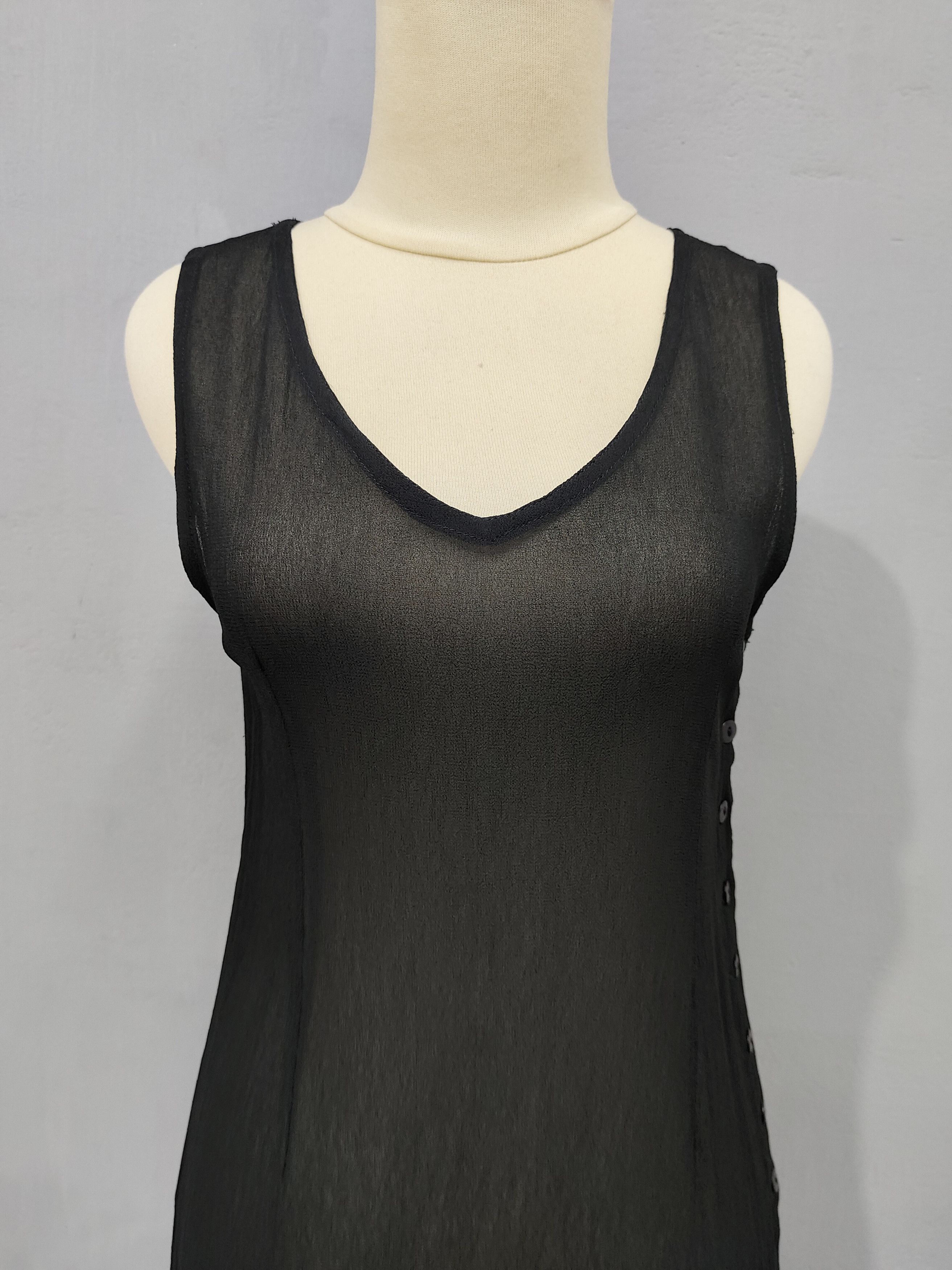 Japanese Brand 2000s JANIS-J🇯🇵Sheer Rayon Side Button Minimalist Layering Size M / US 6-8 / IT 42-44 - 3 Thumbnail