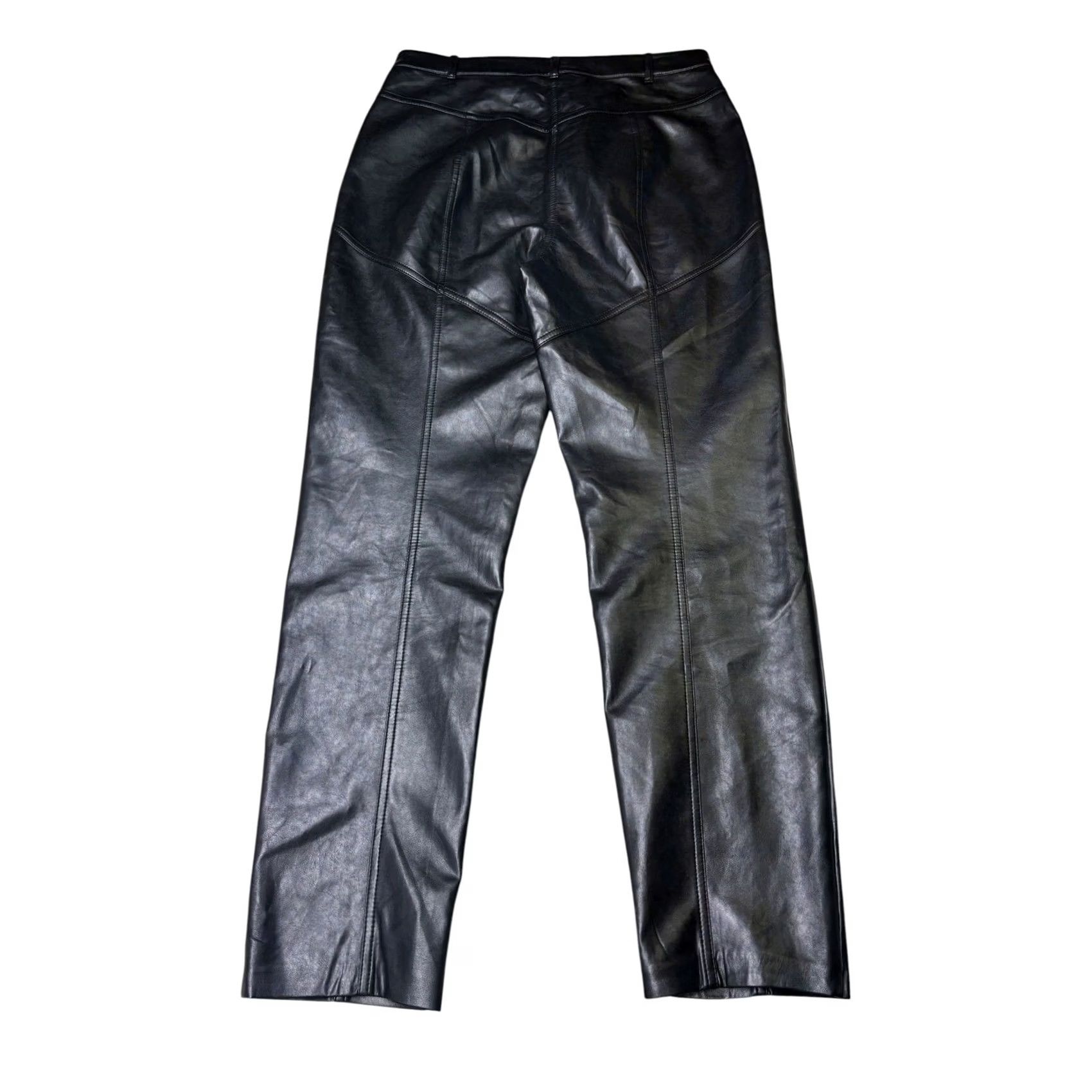 Vintage Wilfred Aritzia Black Faux Leather Straight Leg Pants Womens 12 W31 L29 Size 34" / US 12 / IT 48 - 5 Thumbnail