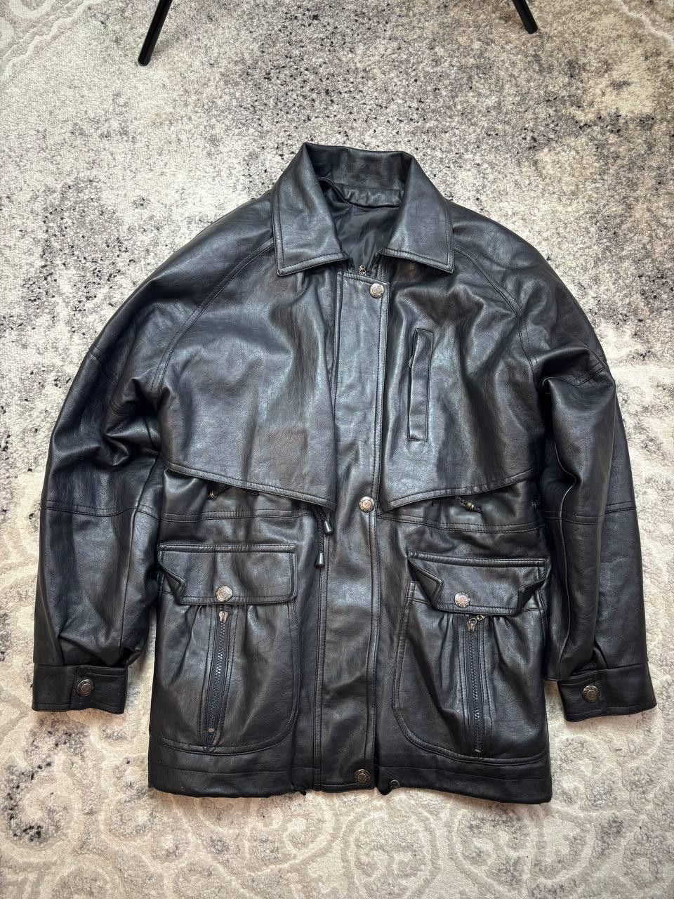 Vintage 90s Vintage Oversized Multi-Pocket Leather Field Jacket Size US L / EU 52-54 / 3 - 8 Thumbnail