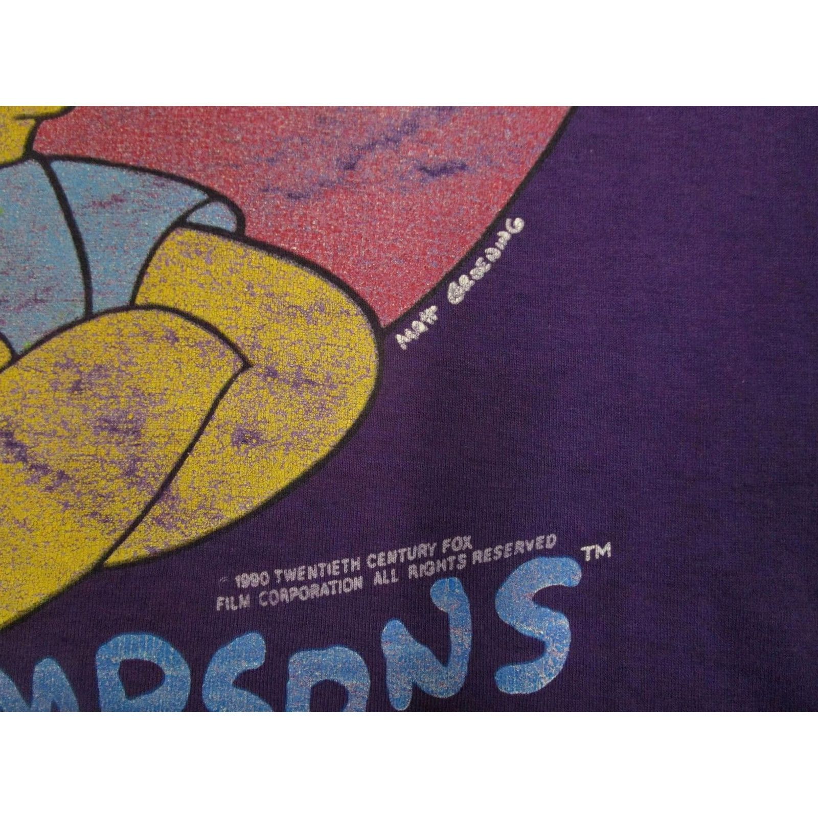 Hanes VINTAGE Simpsons Bart Shirt Mens Medium Eat My Shorts 90s Tee Hanes Purple Size US M / EU 48-50 / 2 - 2 Thumbnail