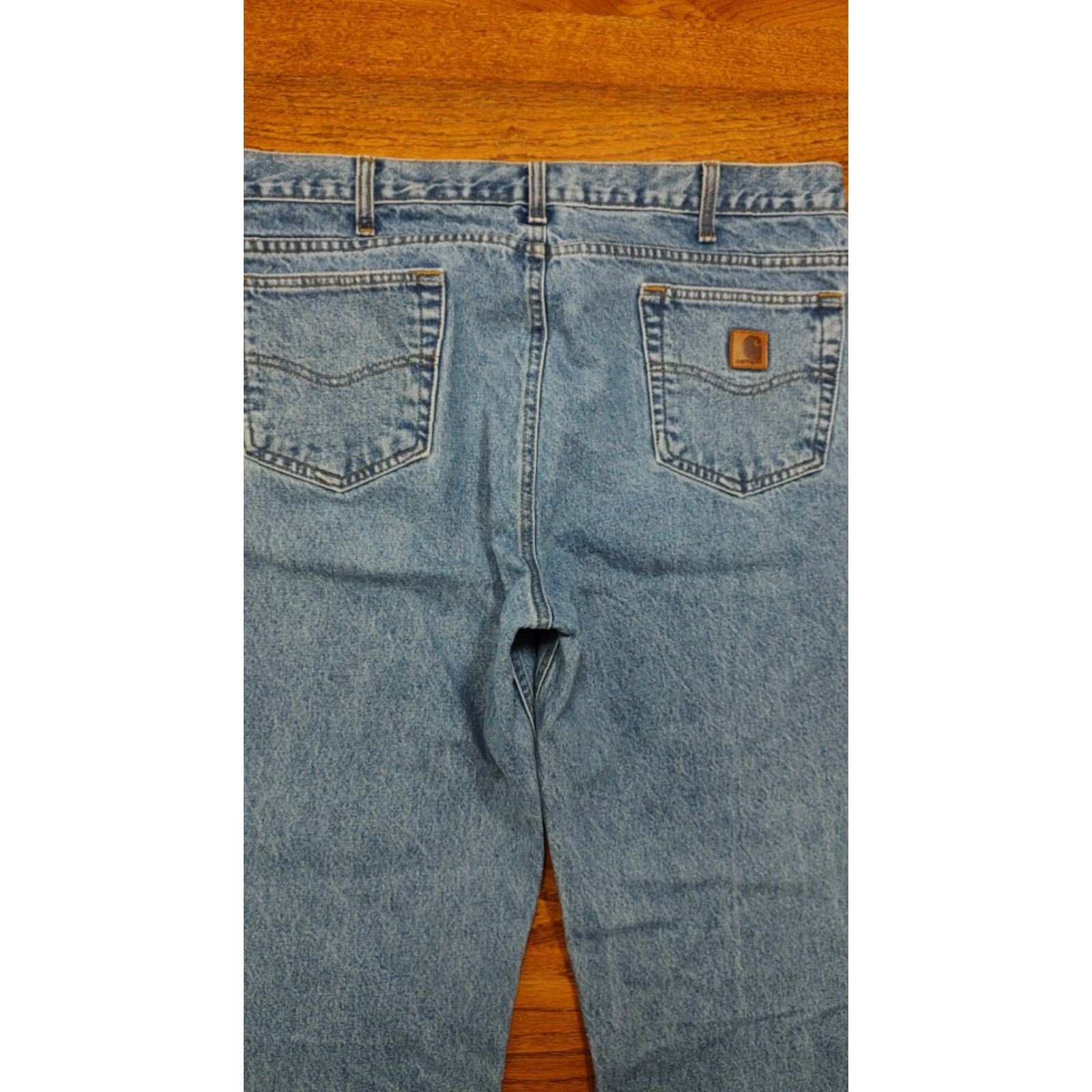 Carhartt VINTAGE Carhartt Jeans 40x32 Denim Light Blue 5-Pocket Relaxed Fit Mens B18 STW 90s Logo USA made in Mexico Size US 40 / EU 56 - 3 Thumbnail