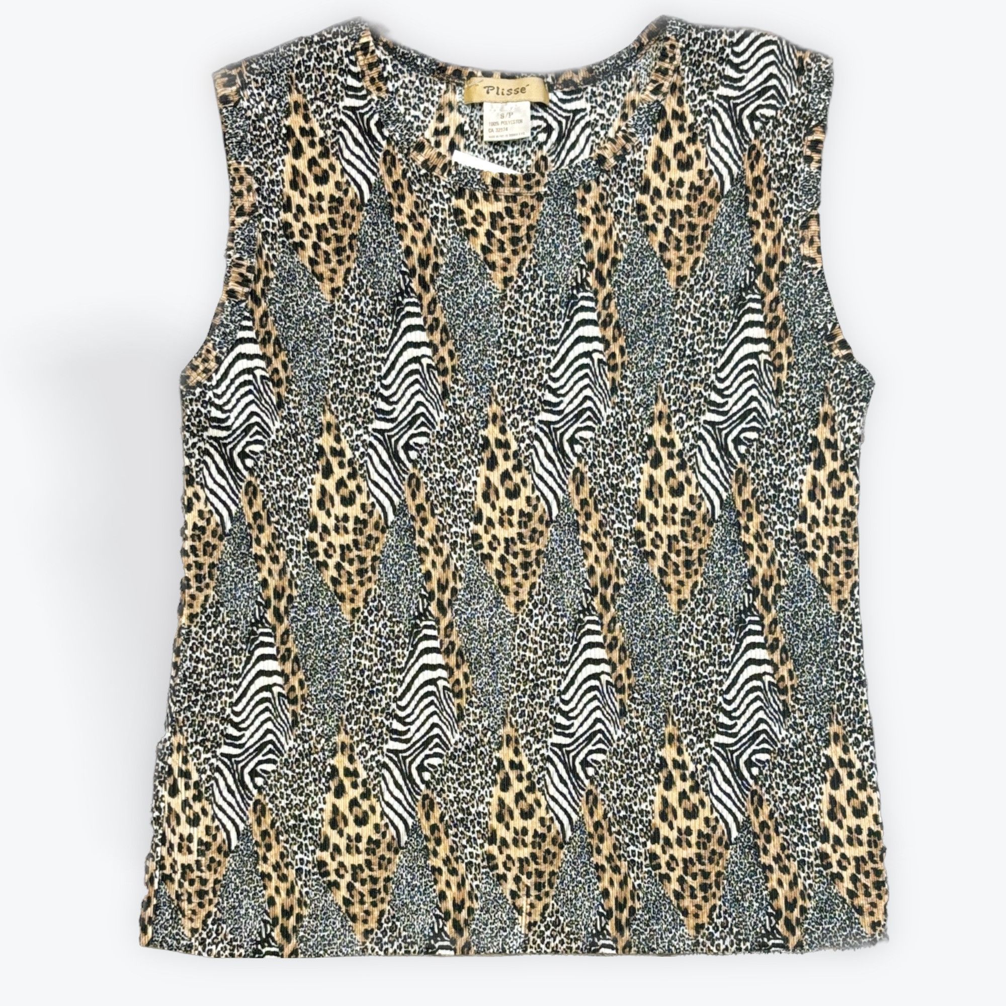 Vintage S - Vintage Plisse Cheetah & Zebra Patterned Top Size S / US 4 / IT 40 - 1 Thumbnail