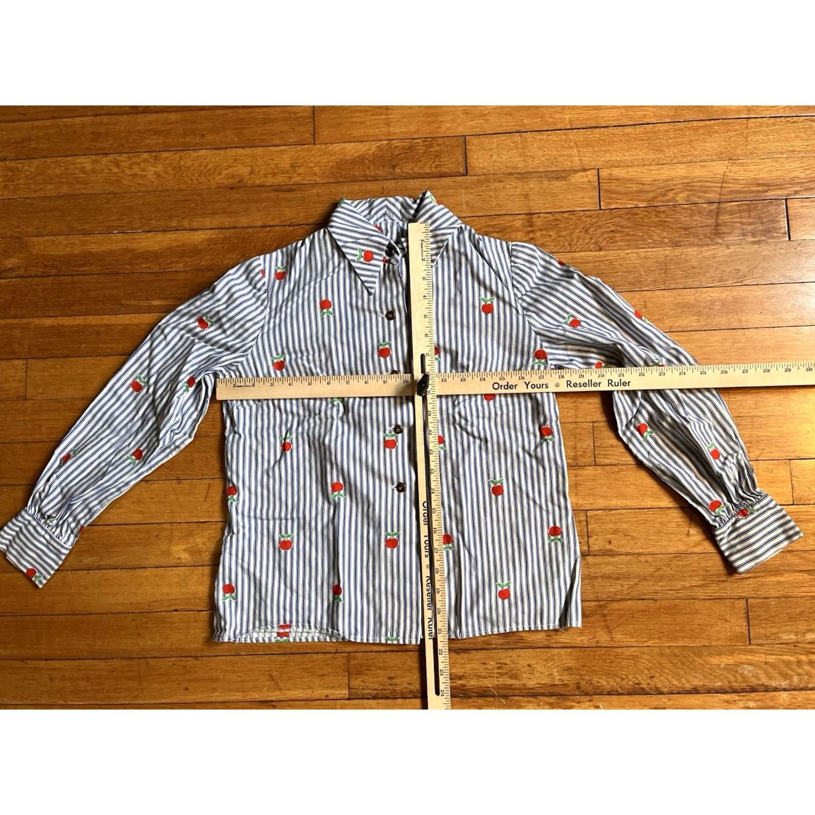 Apple VINTAGE Jamison Boutique Apple Co-Ord Set 2 Piece Shirt Skirt Pinstripe Blue Shirt Skirt Women’s Medium Miscellaneous Size M / US 6-8 / IT 42-44 - 7 Thumbnail