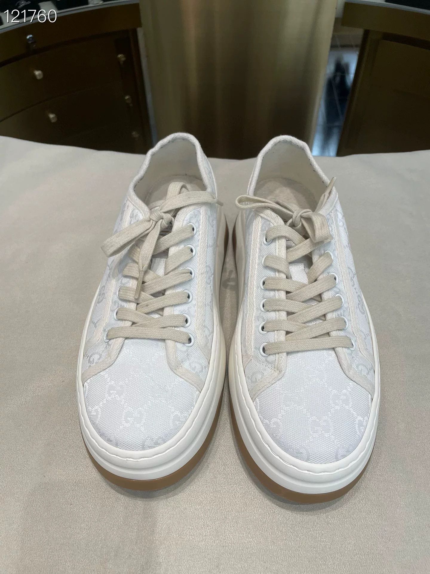 Gucci Gucci White Canvas Double G Thick Sole Shoes Size US 8 / EU 41 - 1 Thumbnail
