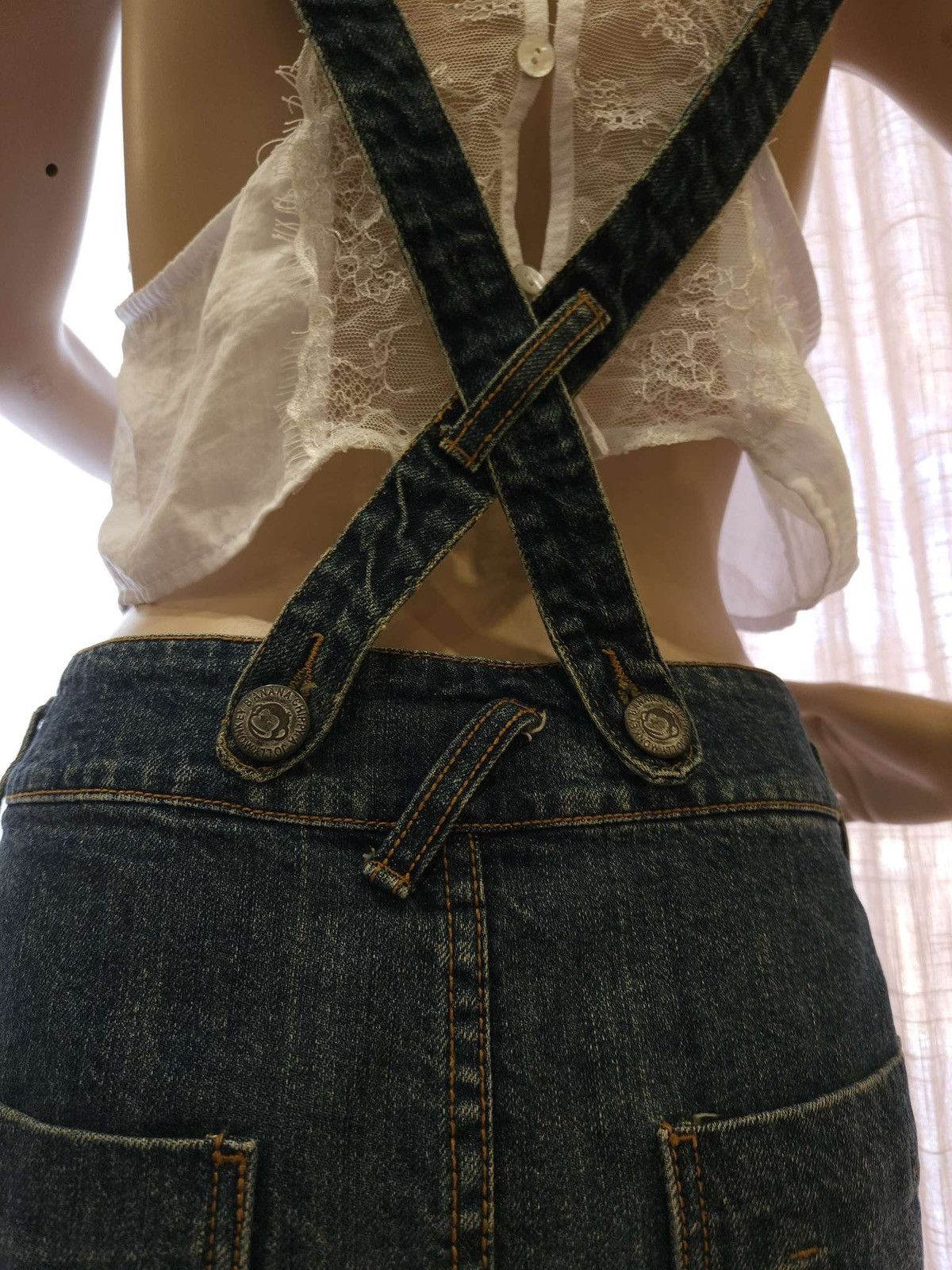 Vintage 1990sVintage Suspender Skirt By Banana Chippy A Jolly Monkey Size 30" / US 8 / IT 44 - 6 Thumbnail