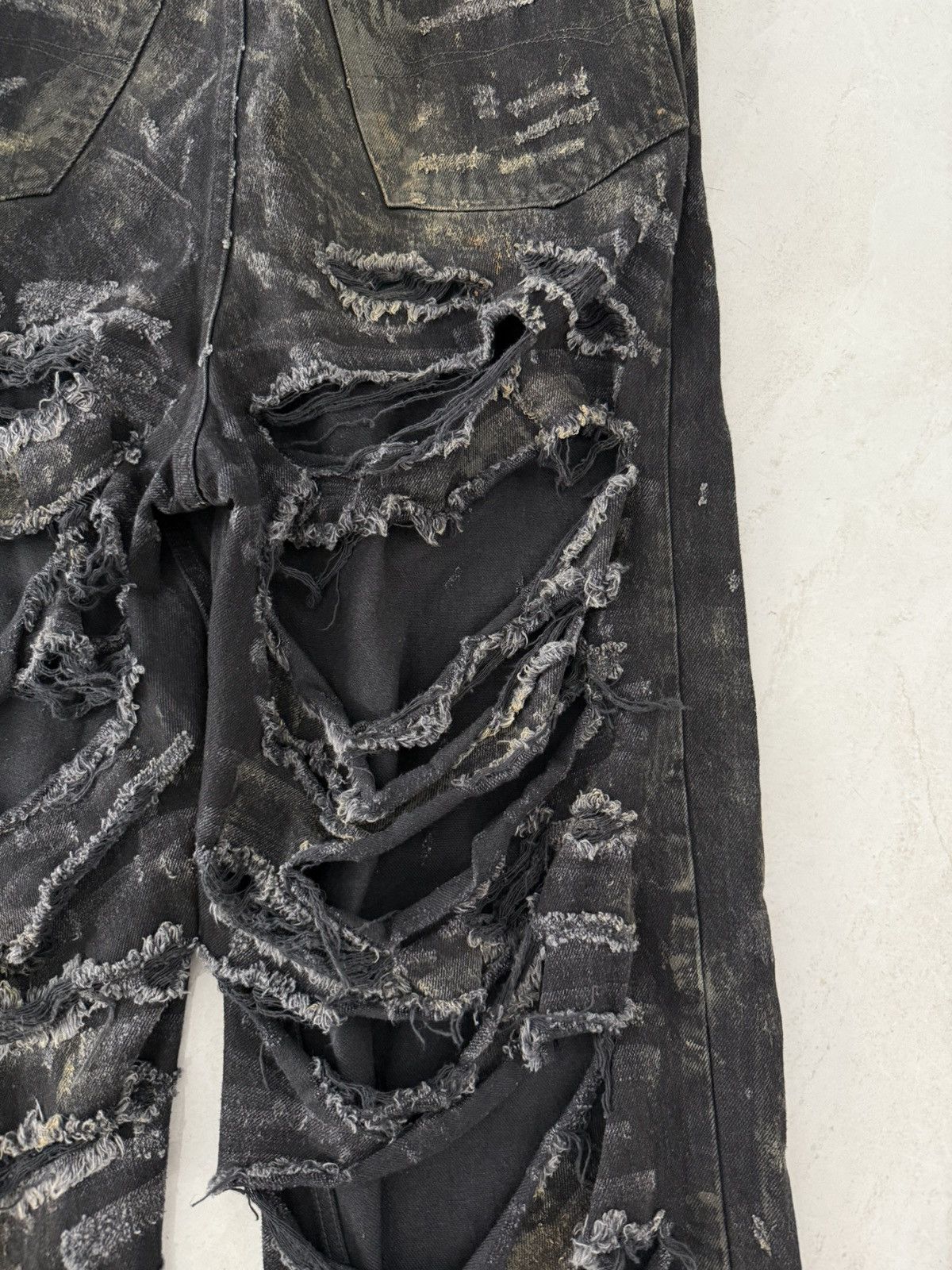 Balenciaga Balenciaga SS23 Runway Complete Destroyed Black Denim Sz.XS Size US 29 - 4 Thumbnail