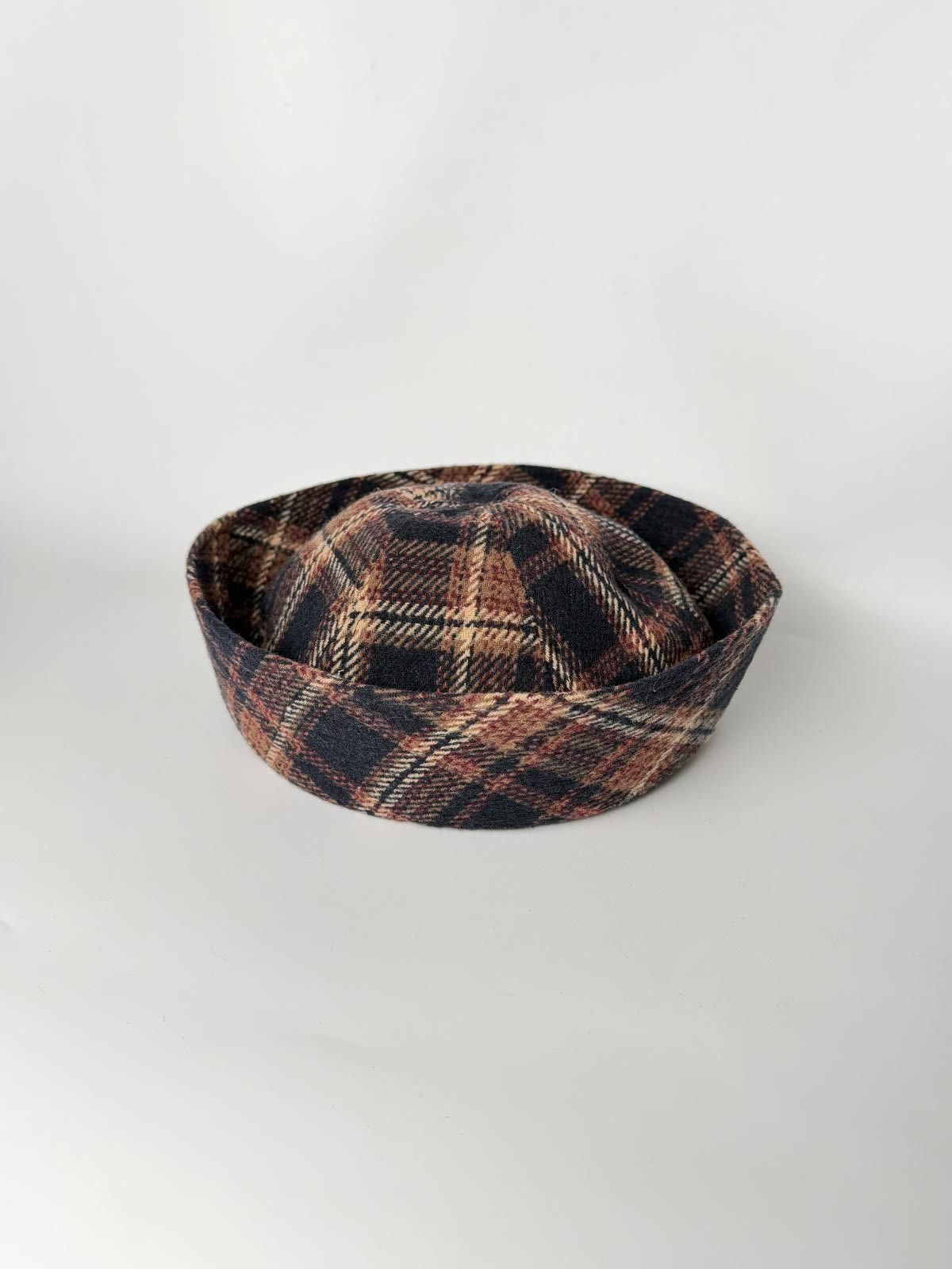 Japanese Brand Wool Blend Retro Plaid Beret Sailor Hat Y2K French Girl Size ONE SIZE - 6 Thumbnail