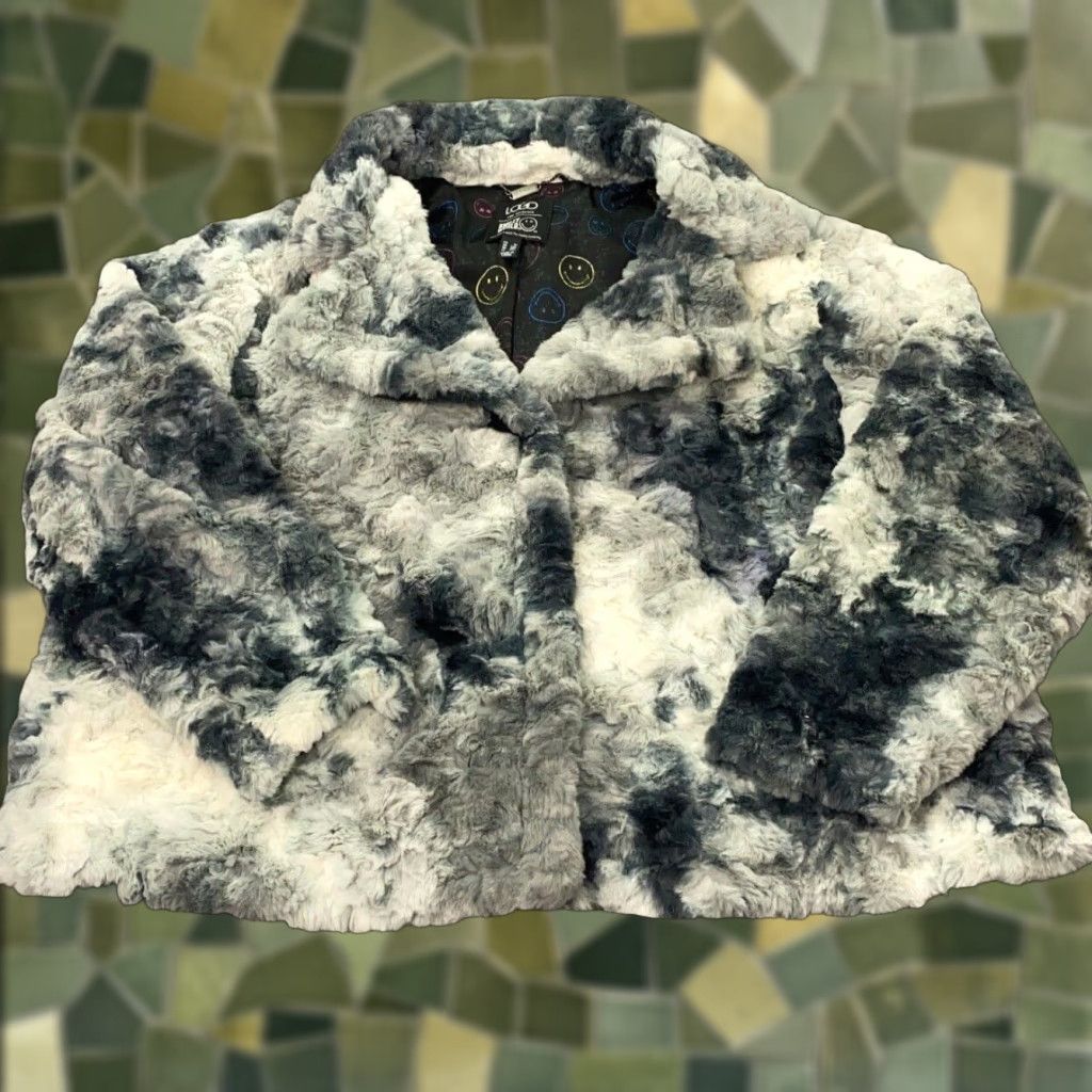 Vintage LOGO by Lori Goldstein Jacket Womens 1X Plaid Faux Fur Coat Gray Lined Casual Travel Classic Button Closure 1X Womens Size XL / US 12-14 / IT 48-50 - 1 Thumbnail