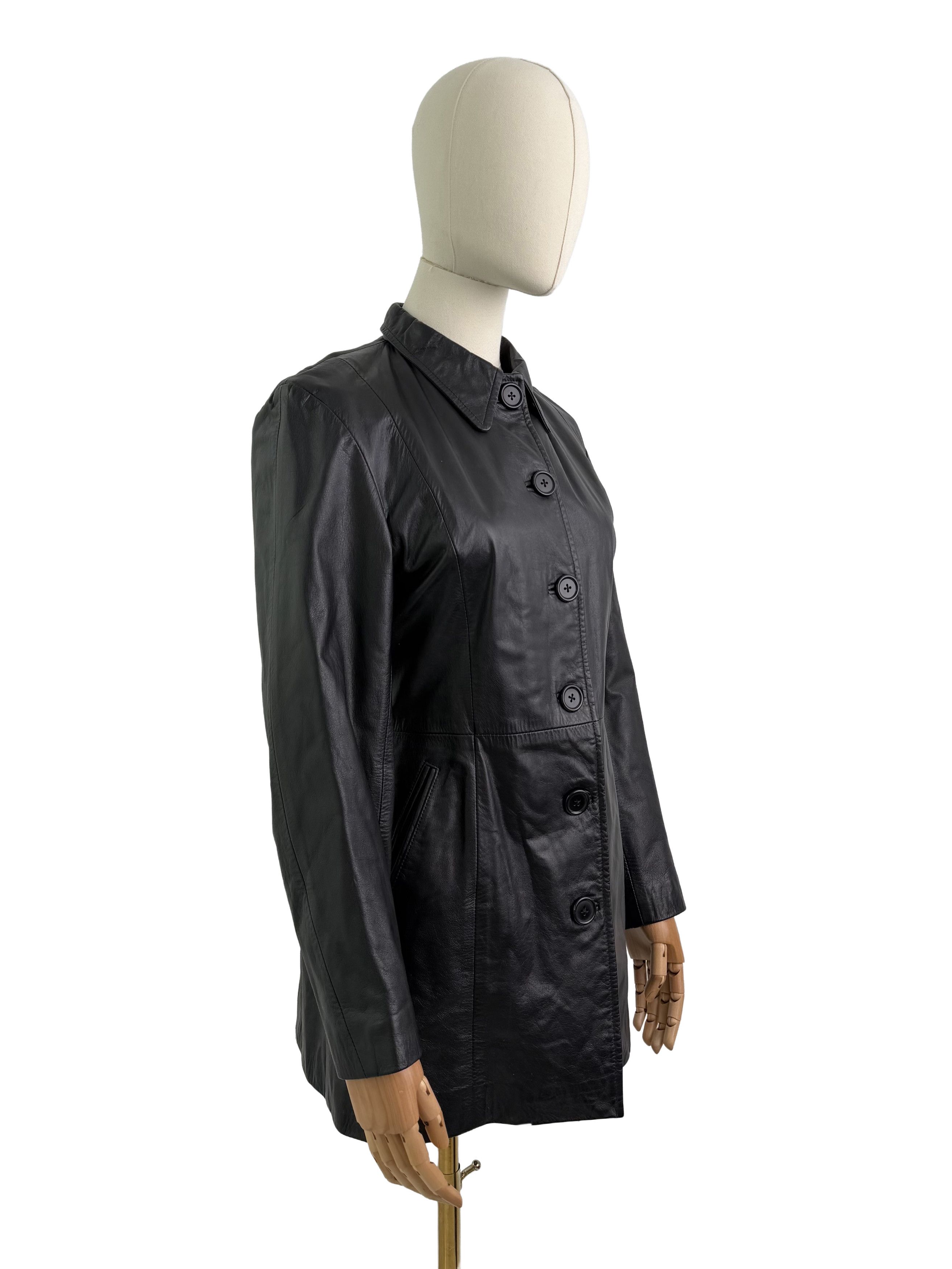Vintage Vintage Leather Coat Jacket Button Front Mid Length Classic Size M / US 6-8 / IT 42-44 - 2 Thumbnail