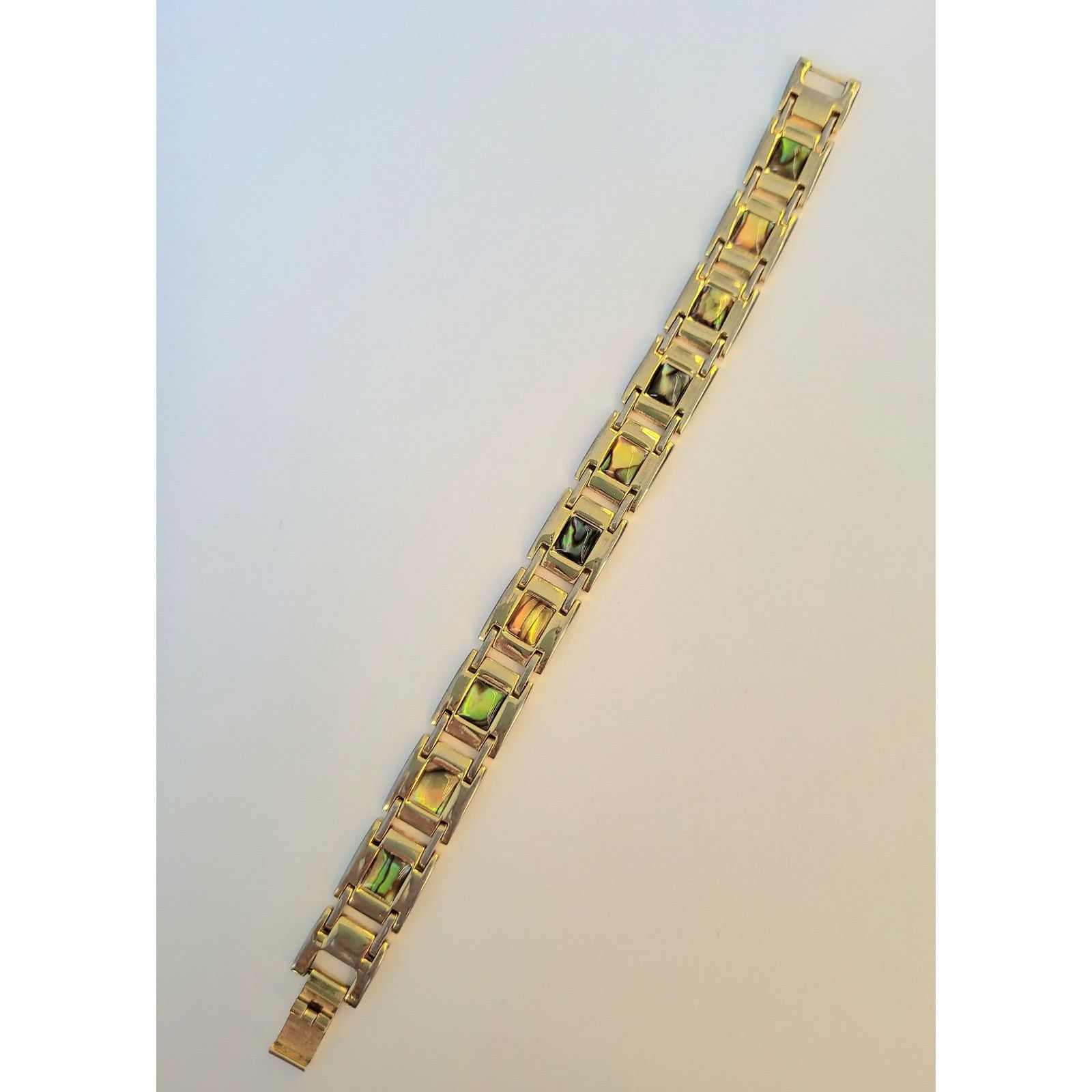 Other Gold Abalone Link Bracelet Vintage Chunky Size ONE SIZE - 2 Thumbnail