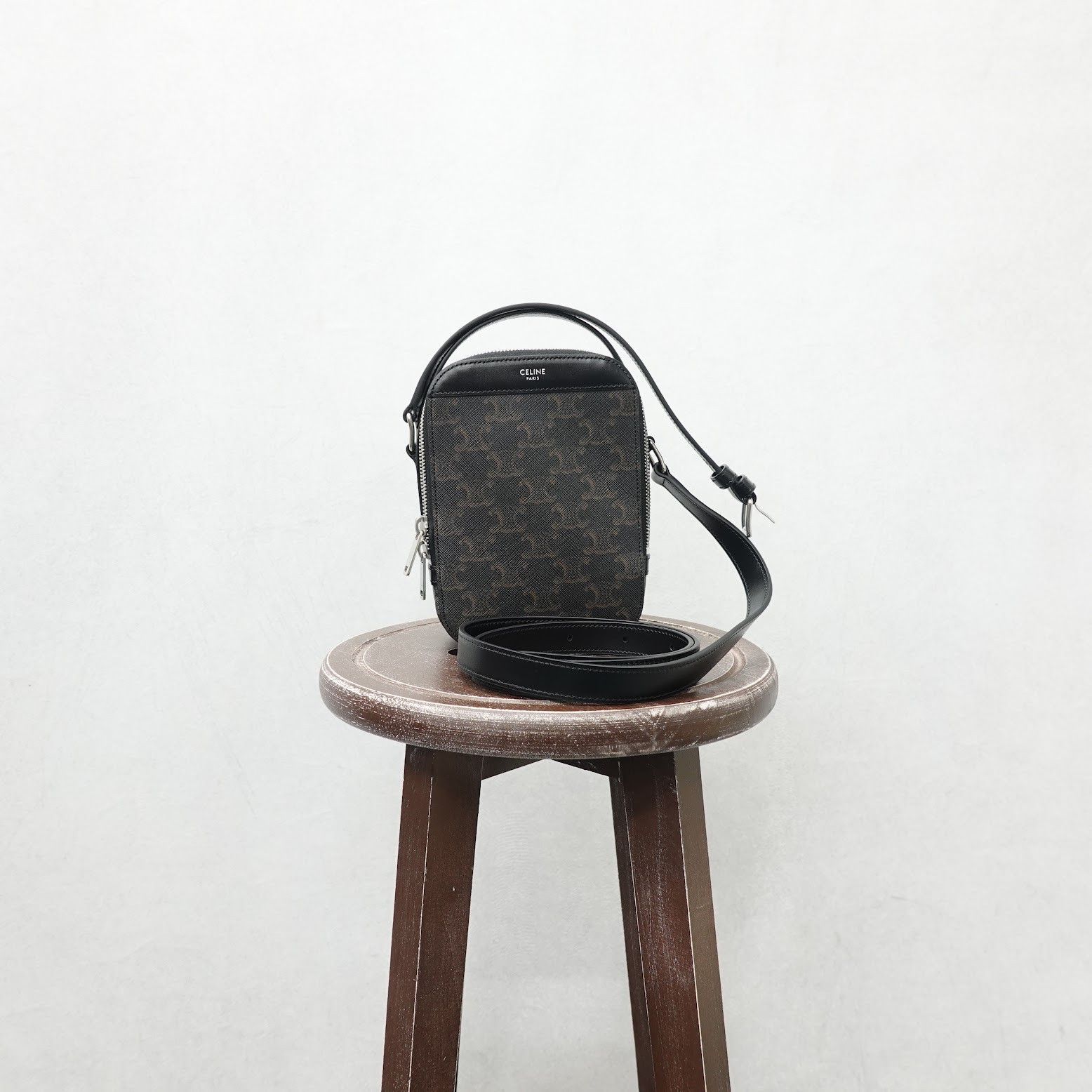 Celine Messenger Box Bag In Triomphe Canvas in Black, Men's