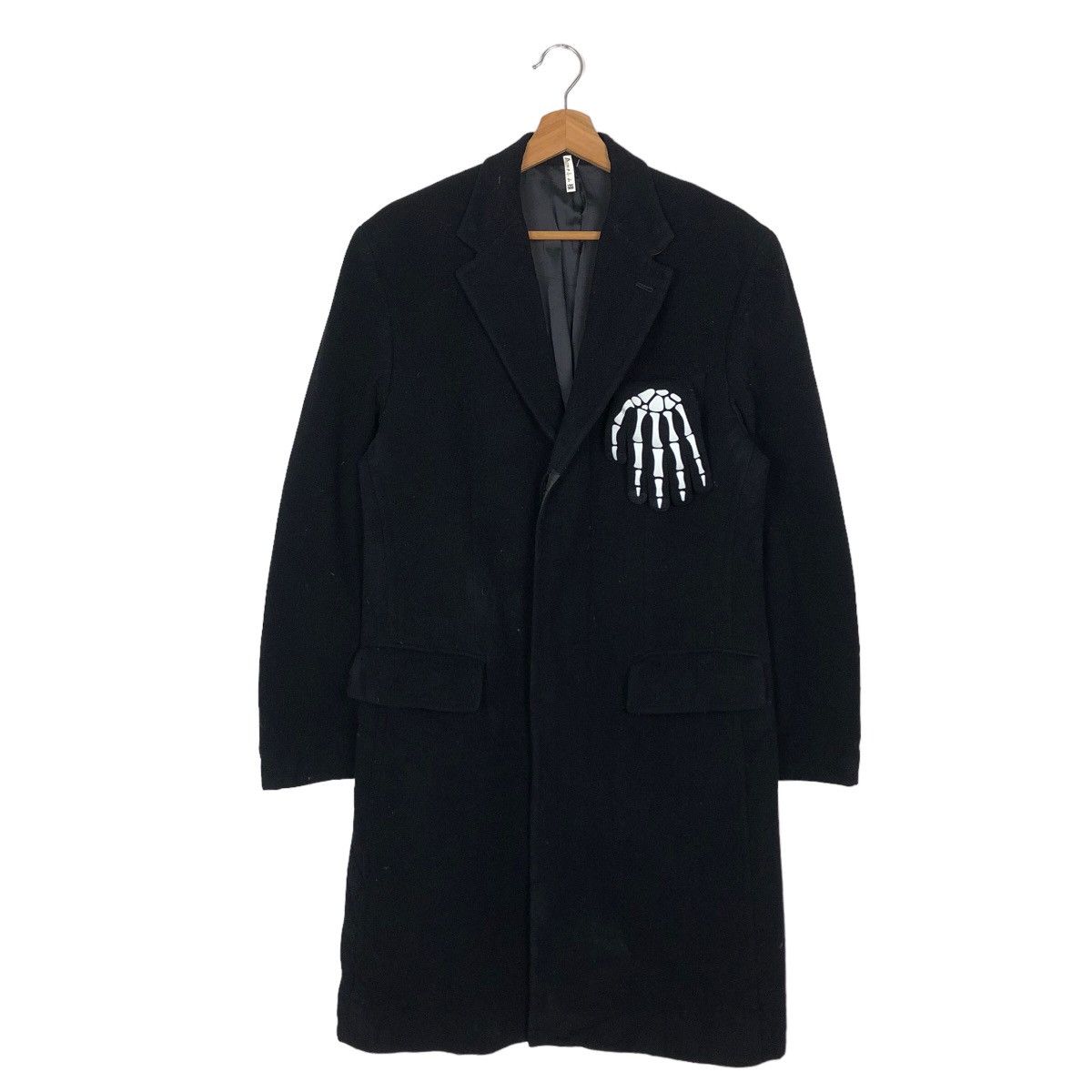 Comme Ca Ism RICH BLACK - HERRINGBONE WOOL DOUBLE BREAST LONG JACKET Size US M / EU 48-50 / 2 - 1 Thumbnail