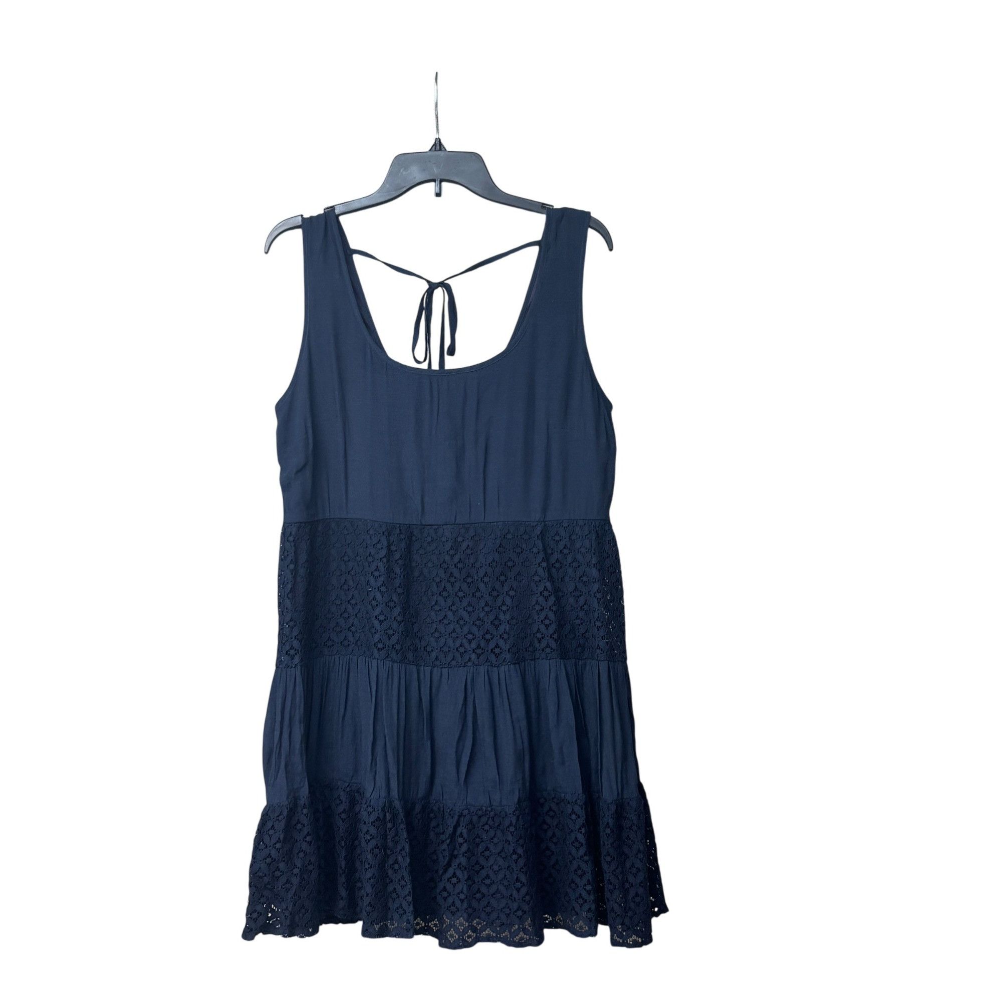 Other Speechless Junior’s Tiered Crochet Trim Tank Dress, Navy, Si Size ONE SIZE - 4 Thumbnail