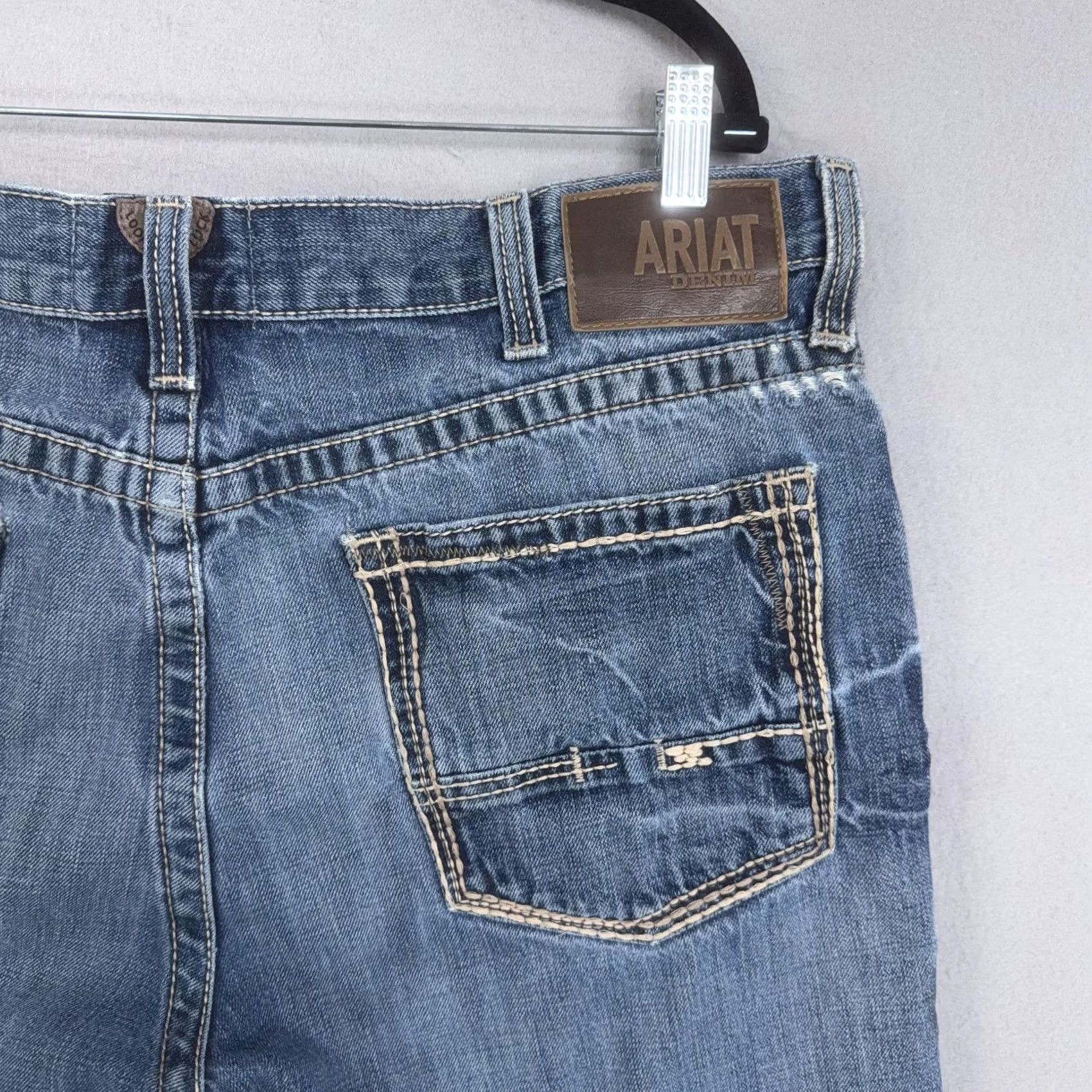 Ariat Ariat Shorts Mens 38 Blue M4 Relaxed Cutoff Distressed Jorts Patched Hem Size US 38 / EU 54 - 7 Thumbnail