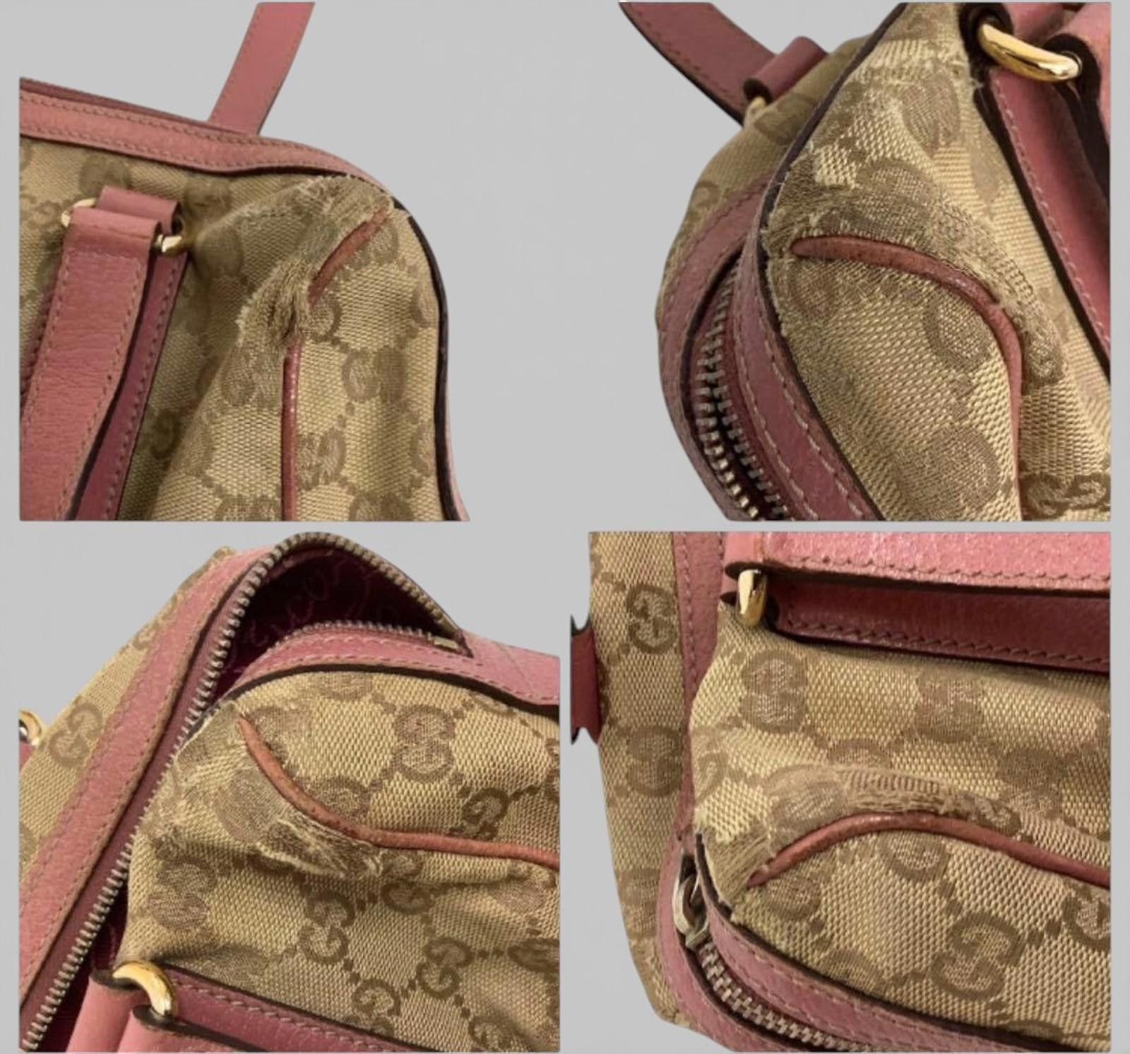 Gucci Gucci - Monogram Canvas Handbag Pink Leather Trim Size ONE SIZE - 6 Thumbnail