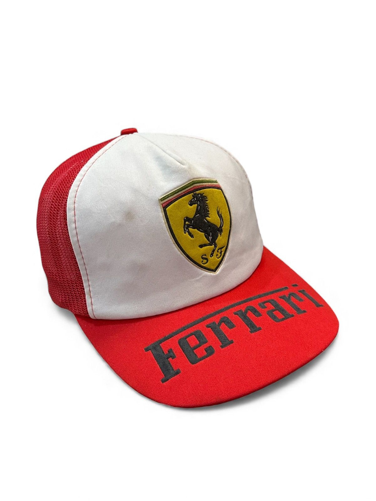 Ferrari Vintage 1990 Ferrari Logo Red Trucker Hats Size ONE SIZE - 1 Thumbnail