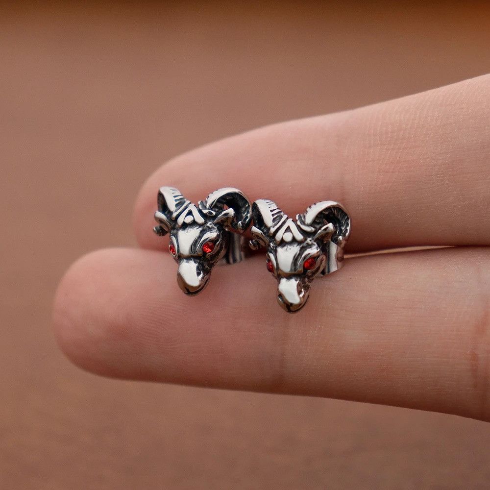 Jewelry Retro Red Eyed Goat Earring Size ONE SIZE - 6 Thumbnail