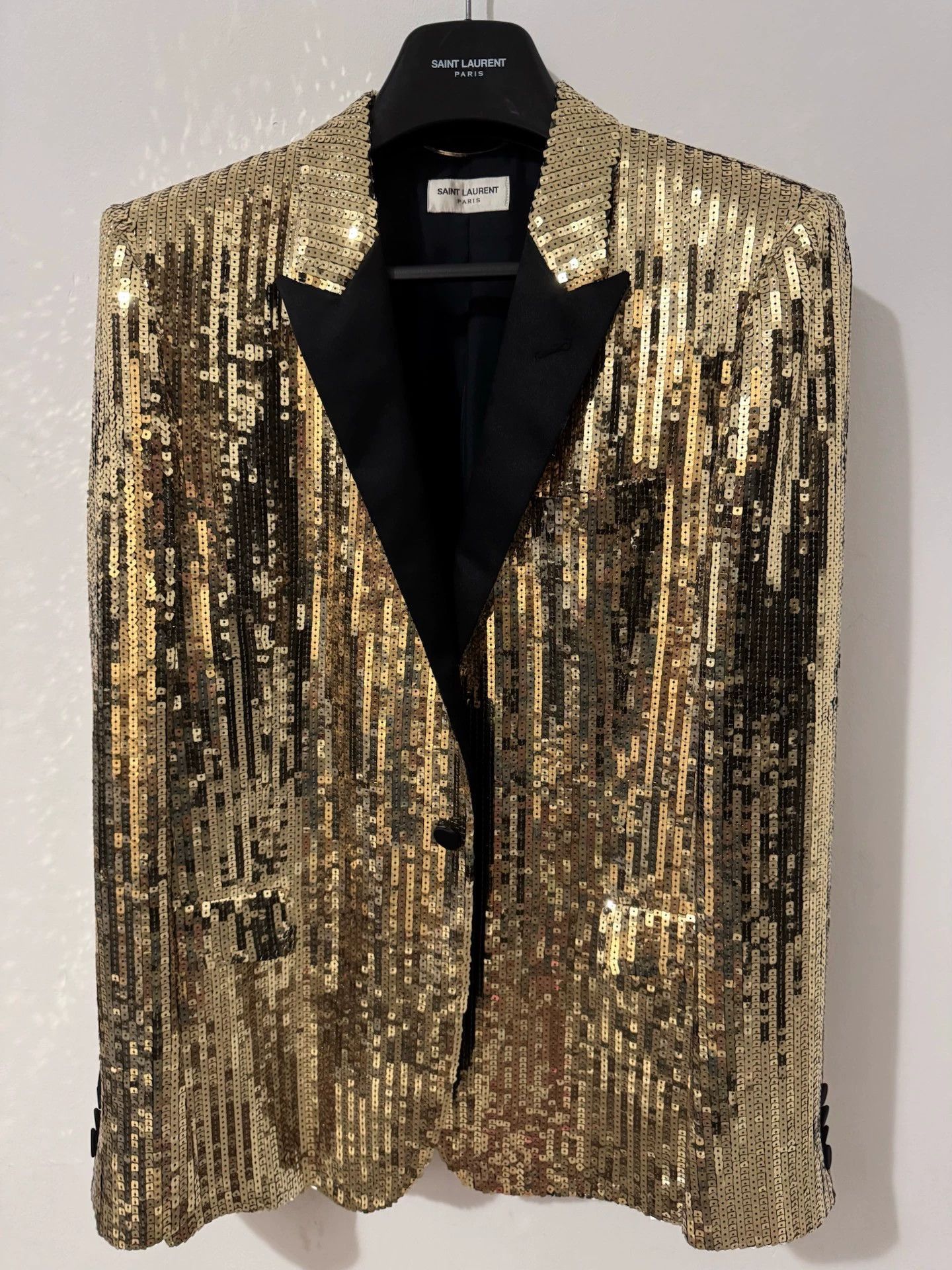 Saint Laurent Paris Saint Laurent SLP13FW Satin Peak Lapel Smoking Suit Size 54R - 1 Thumbnail