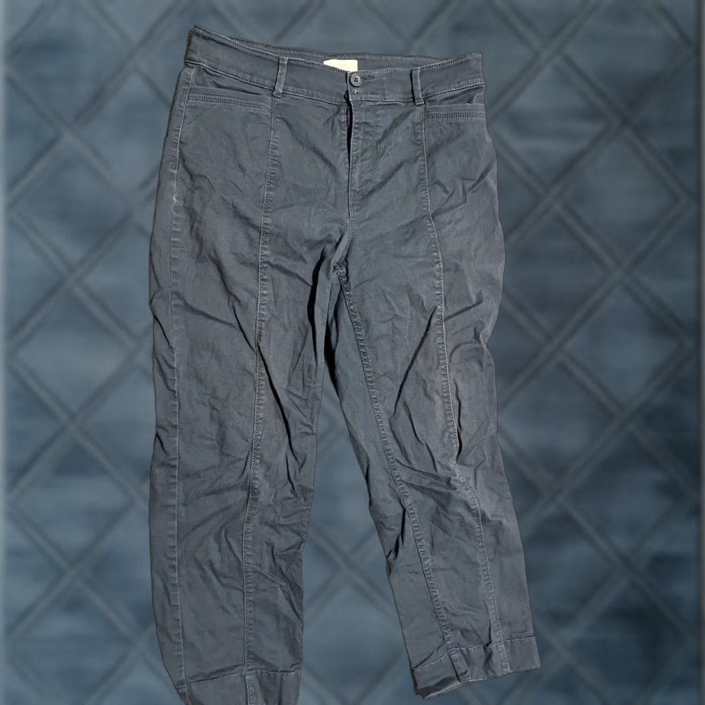 Loft Loft Womens High Waist Straight Crop Pants Slate Blue High Rise Pockets Size 10 Size 32" / US 10 / IT 46 - 1 Thumbnail