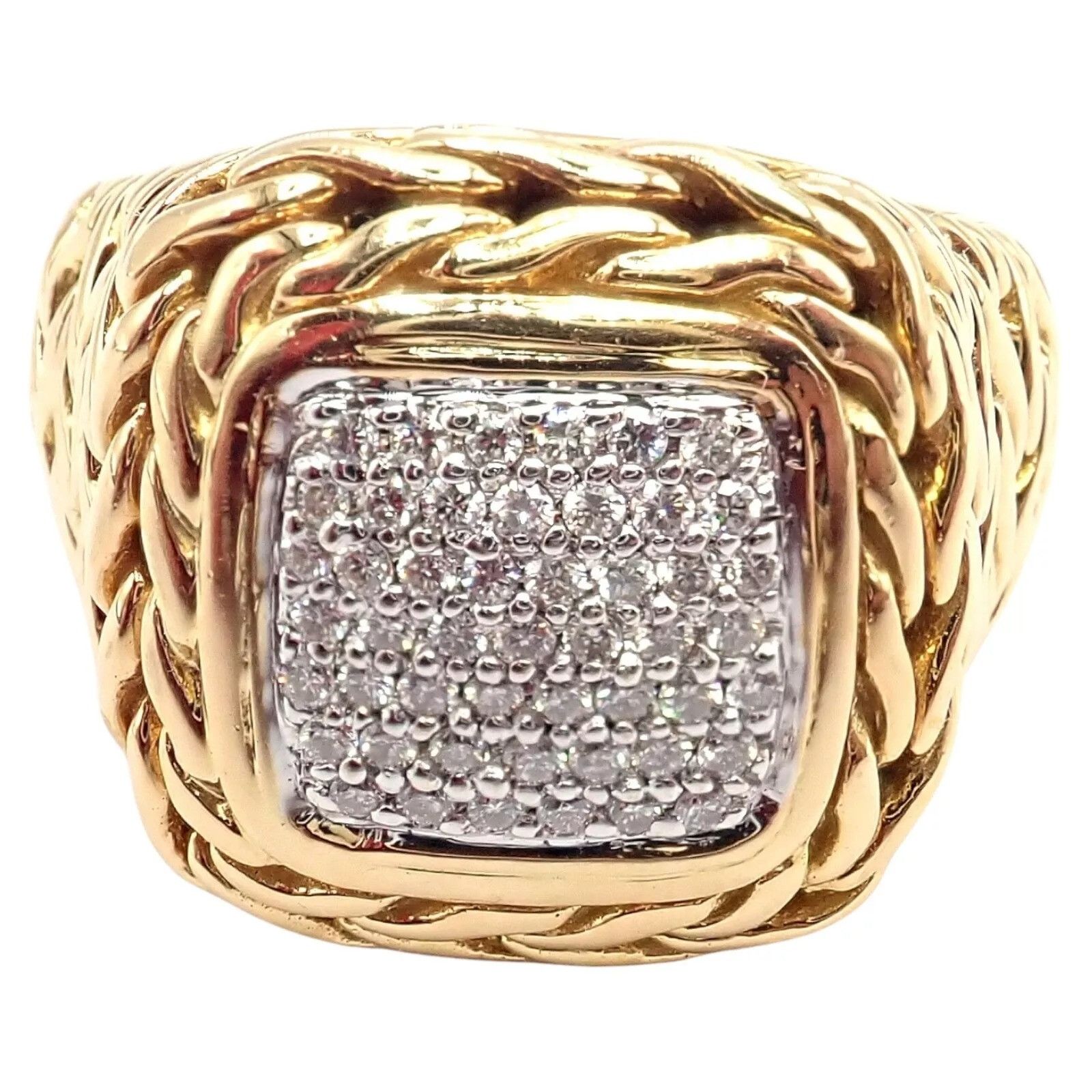 The Unbranded Brand John Hardy 18k Yellow Gold Diamond Signet Signature Ring Size ONE SIZE - 4 Thumbnail