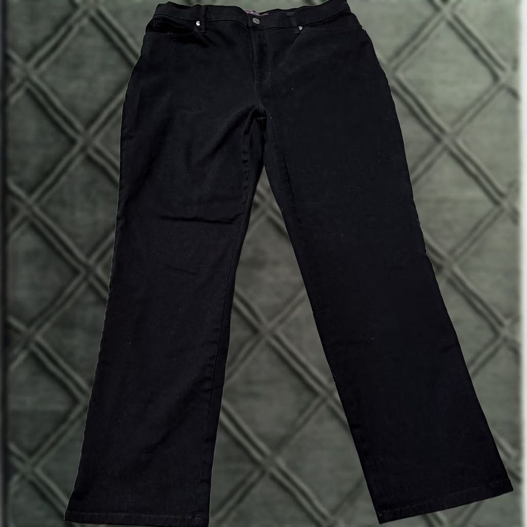 Gloria Vanderbilt Gloria Vanderbilt Amanda Jeans Womens Black Denim Stretch Mid Rise Straight - 12 Size 34" / US 12 / IT 48 - 1 Thumbnail