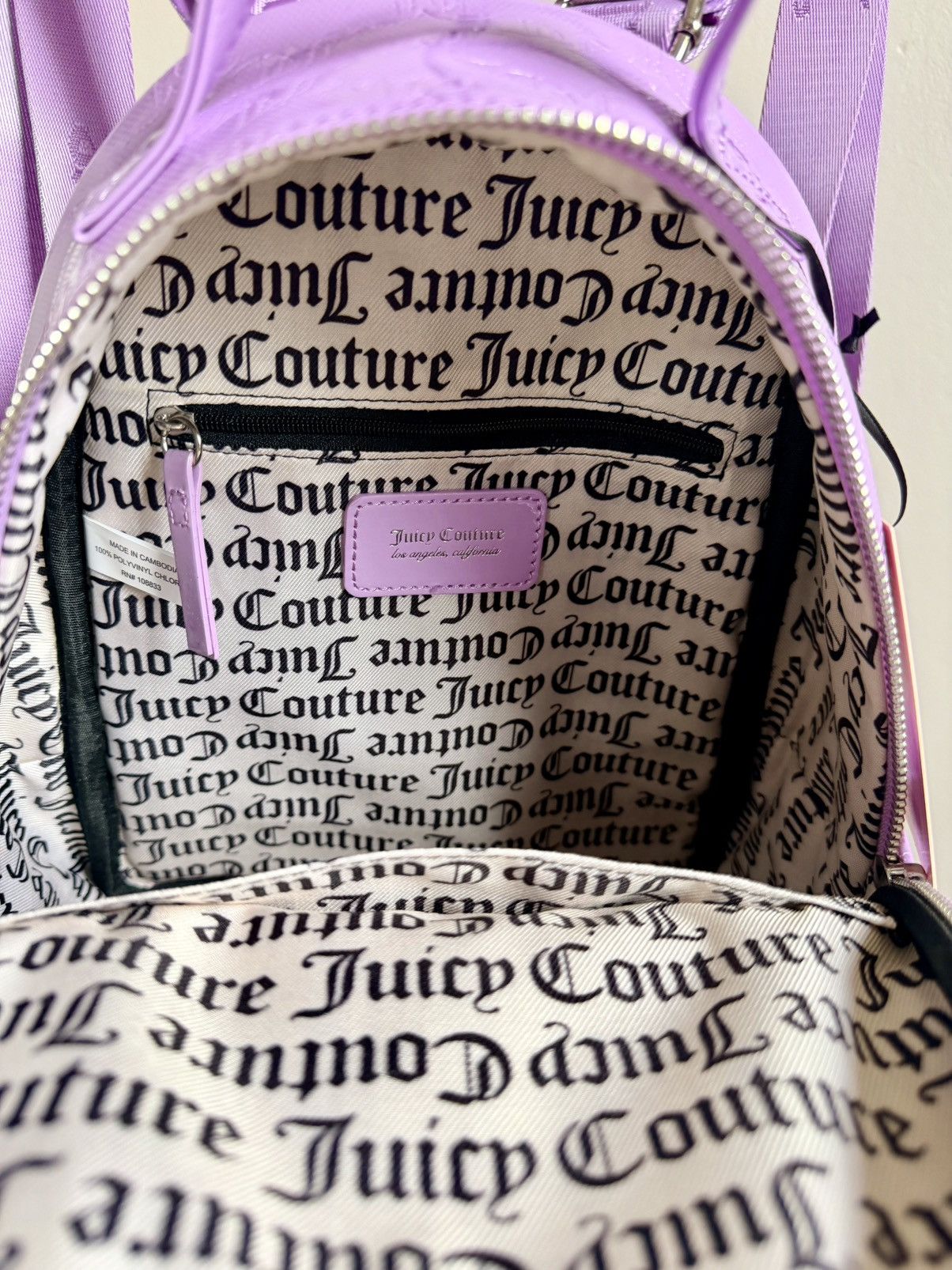 Juicy Couture Mini Backpack Lavender Embossed Logo NWT