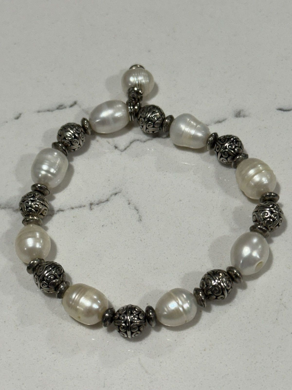 Jewelry Sterling Silver & Natural Freshwater Pearl Bracelet Baroque Size ONE SIZE - 6 Thumbnail