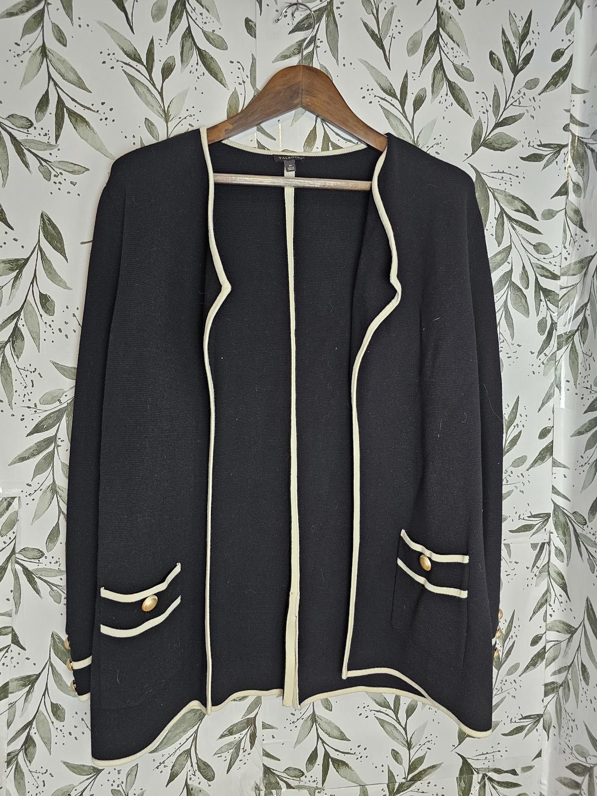 Other Talbots Cardigan Shirt Black Womens Size M White Trim Size M / US 6-8 / IT 42-44 - 4 Thumbnail