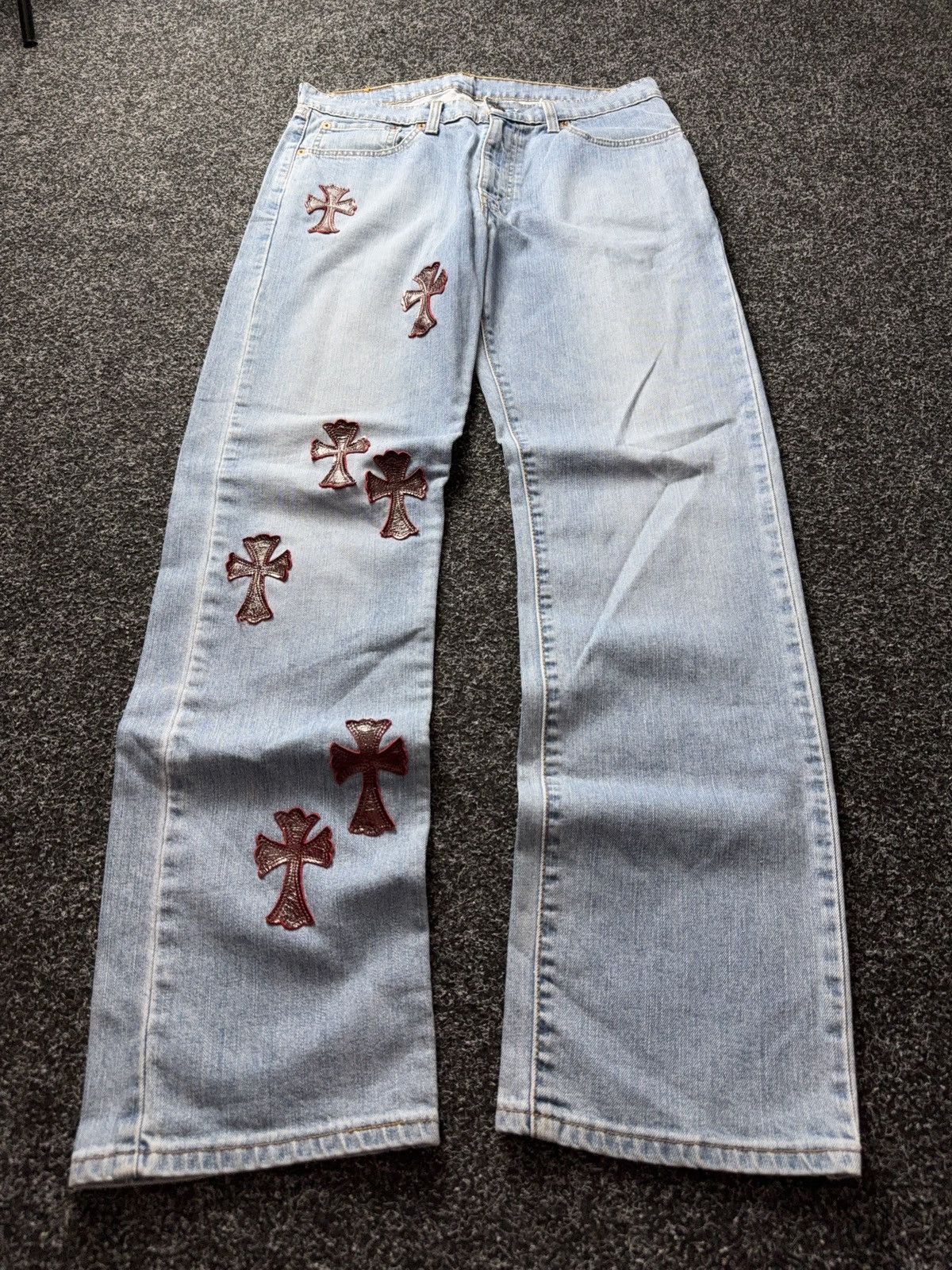 Levi's Vintage Clothing Vintage 90s Custom Chrome Hearts Style Cross Denim Jeans Size US 33 - 1 Thumbnail