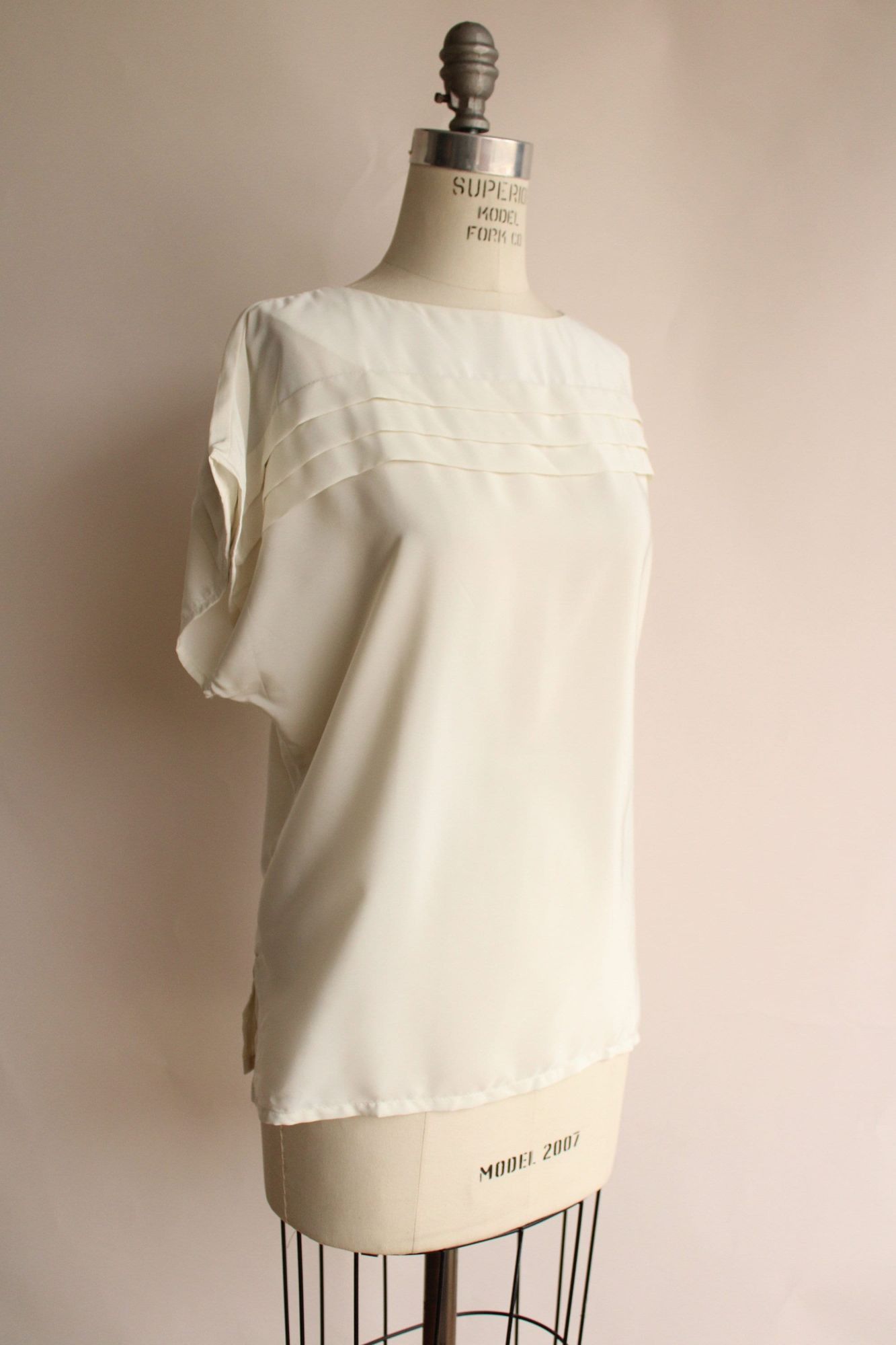 Other Vintage 1980s Blouse, NWT Kaki Roberts Winter White Shirt, S Size M / US 6-8 / IT 42-44 - 5 Thumbnail