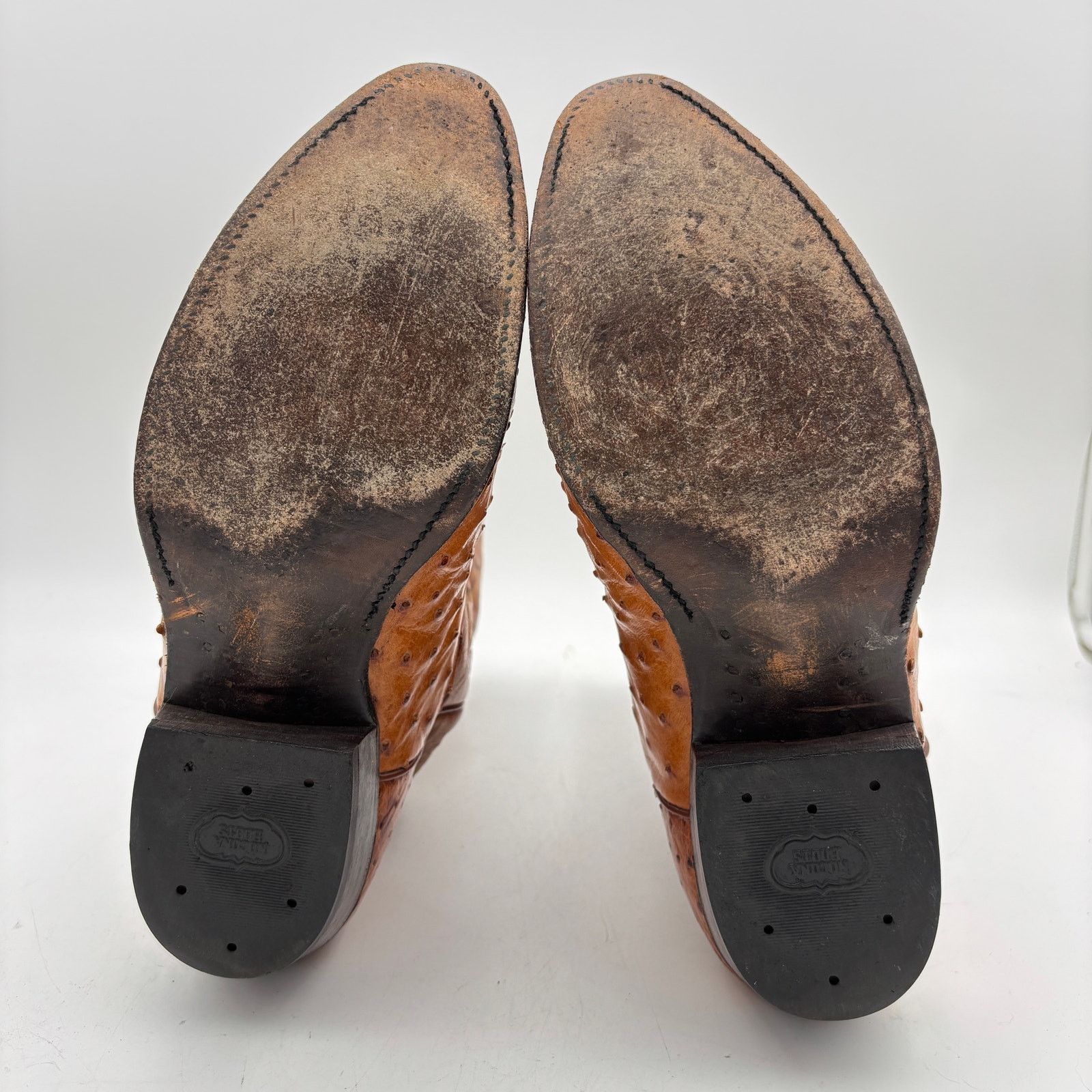 Nocona Boots Vintage 70s Nocona Ostrich Cognac Leather Boots Men's 9D Size US 9 / EU 42 - 7 Thumbnail