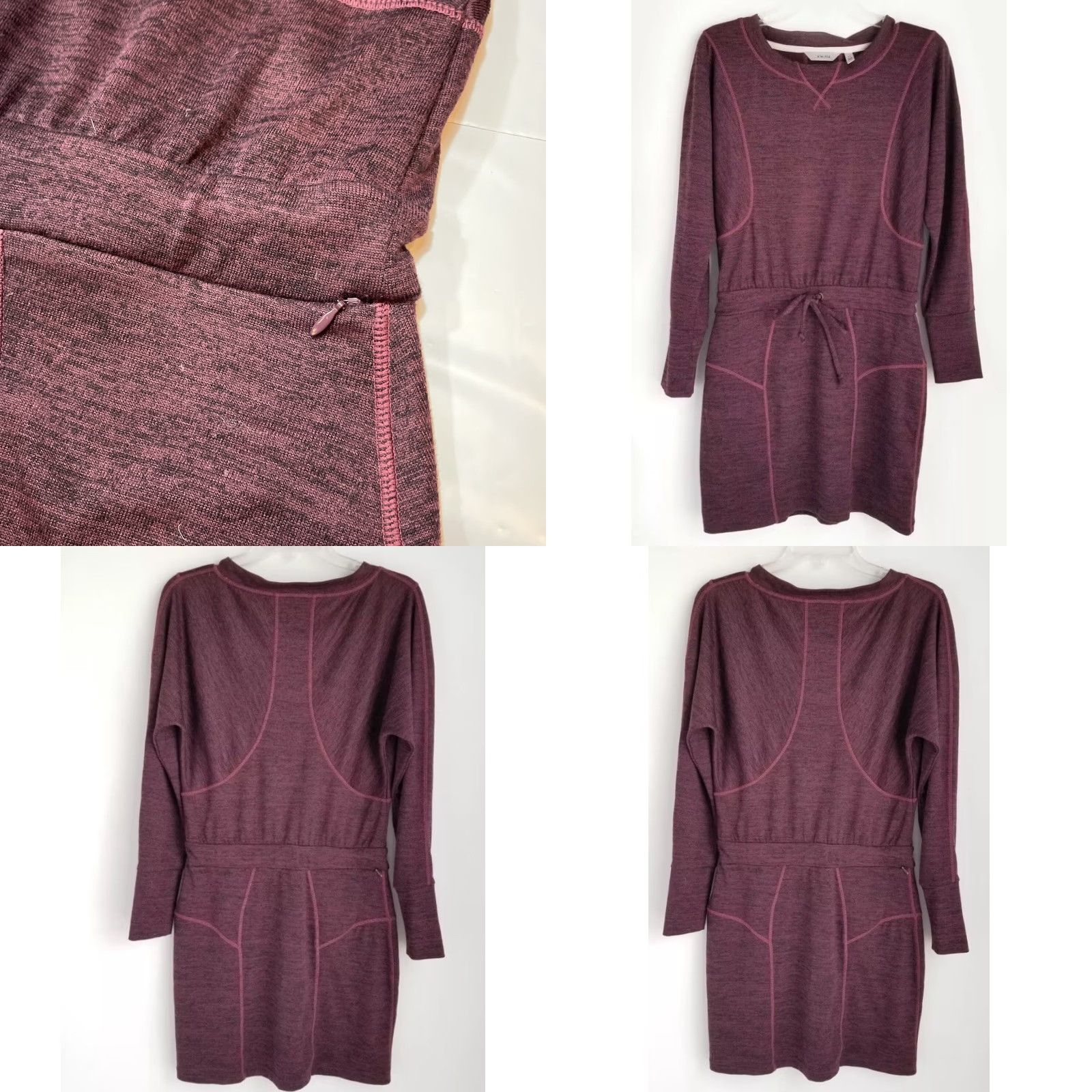 Athleta Dress Women M Long Sleeve Purple Knit Tie Waist Knee Length Zip  Pocket Womens - www.bongoclub.cl