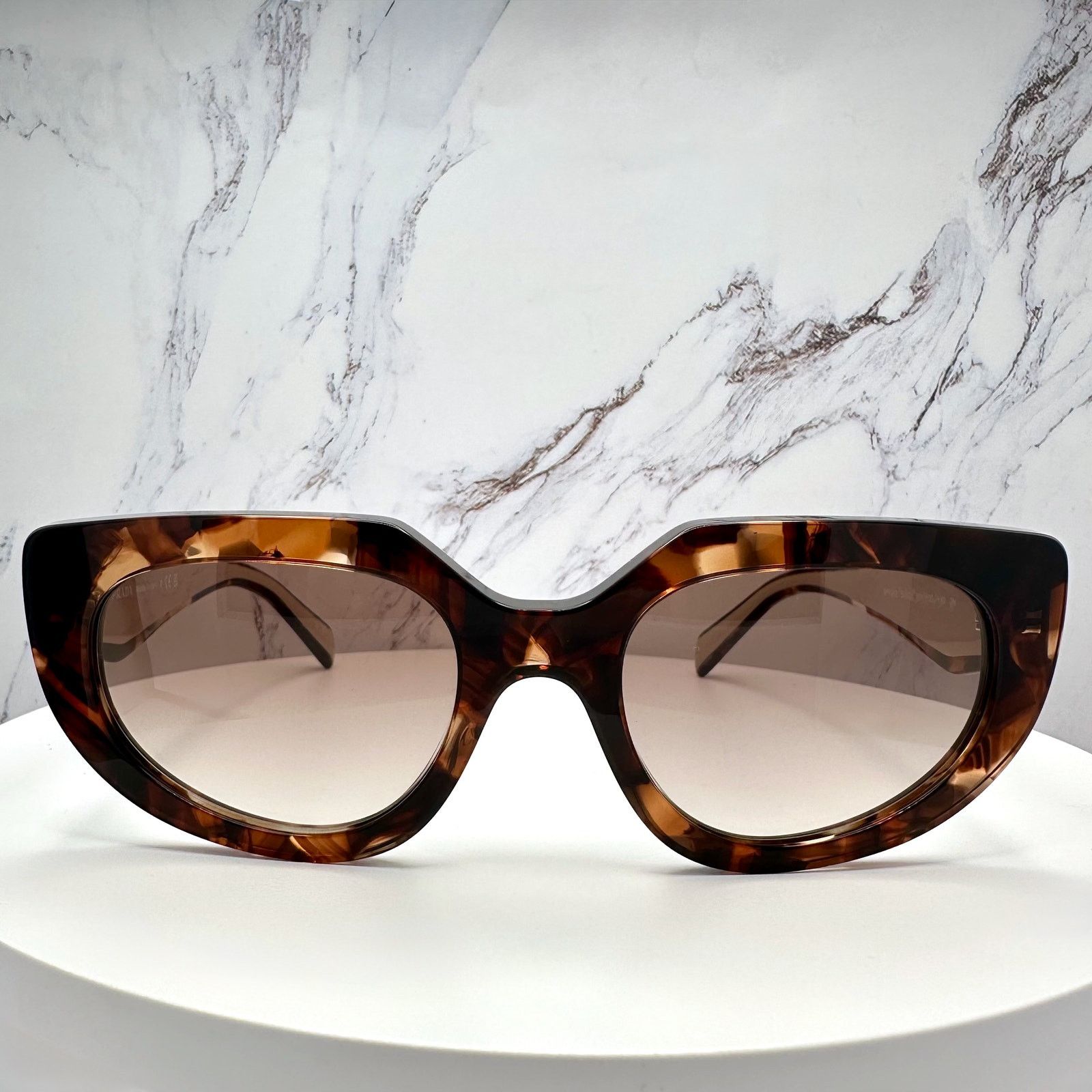 Prada PRADA Sunglasses Brown Tortoise Caramel Gold Symbole Oval Size ONE SIZE - 2 Thumbnail