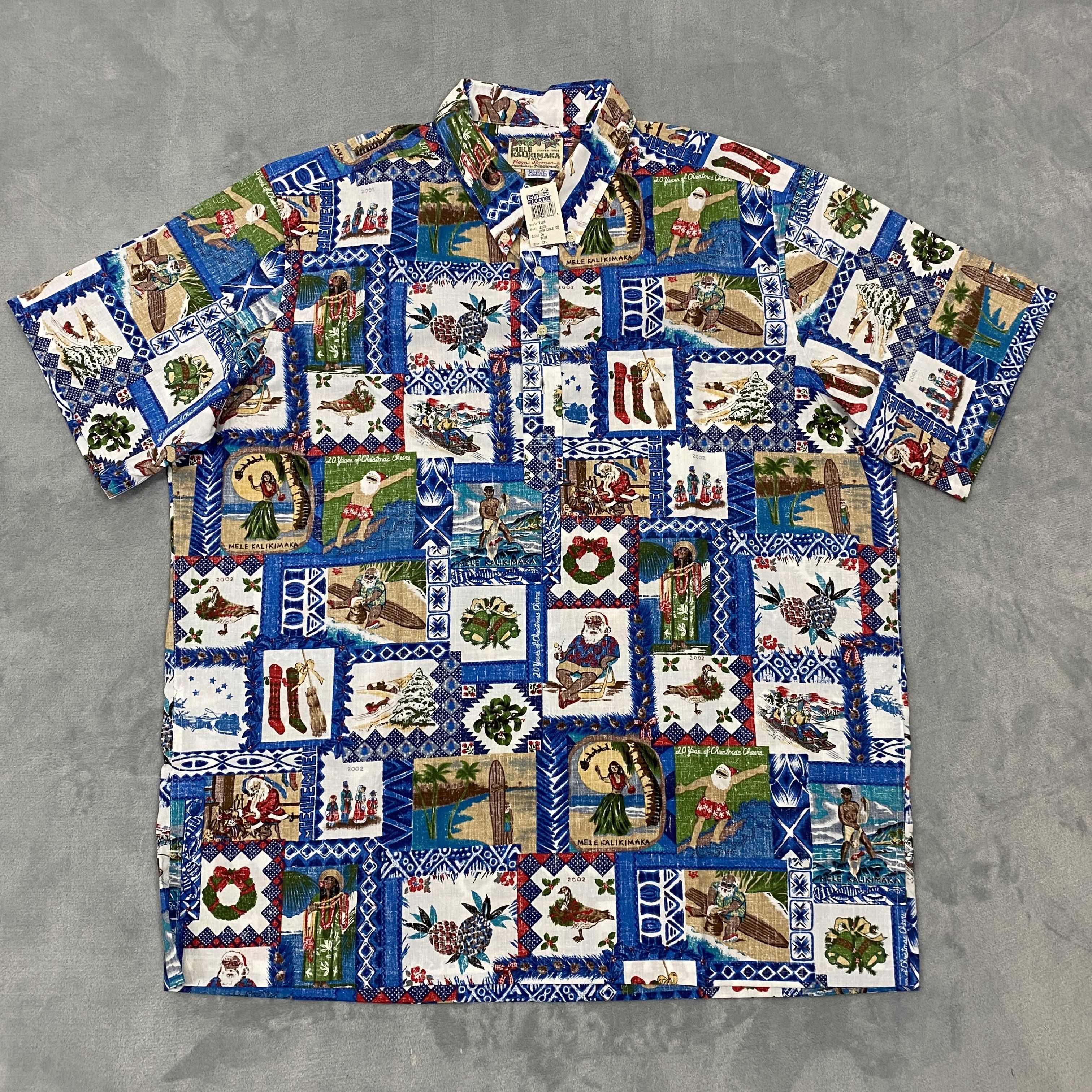 Reyn Spooner × Vintage 2002 MELE KALIKIMAKA Hawaiian Shirt 3XL Xmas Reverse Print Size US XXL / EU 58 / 5 - 1 Thumbnail