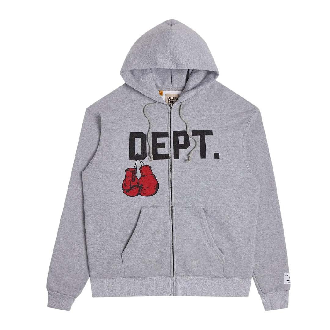 Gallery Dept. Boxing Merch Zip Hoodie 'Heather Grey' Size US M / EU 48-50 / 2 - 1 Thumbnail