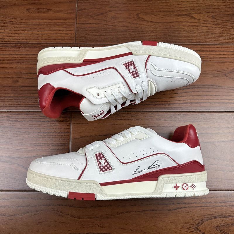 Louis Vuitton Louis Vuitton Red and White Trainer Fashion Sneakers -2508 Size US 9 / EU 42 - 7 Thumbnail