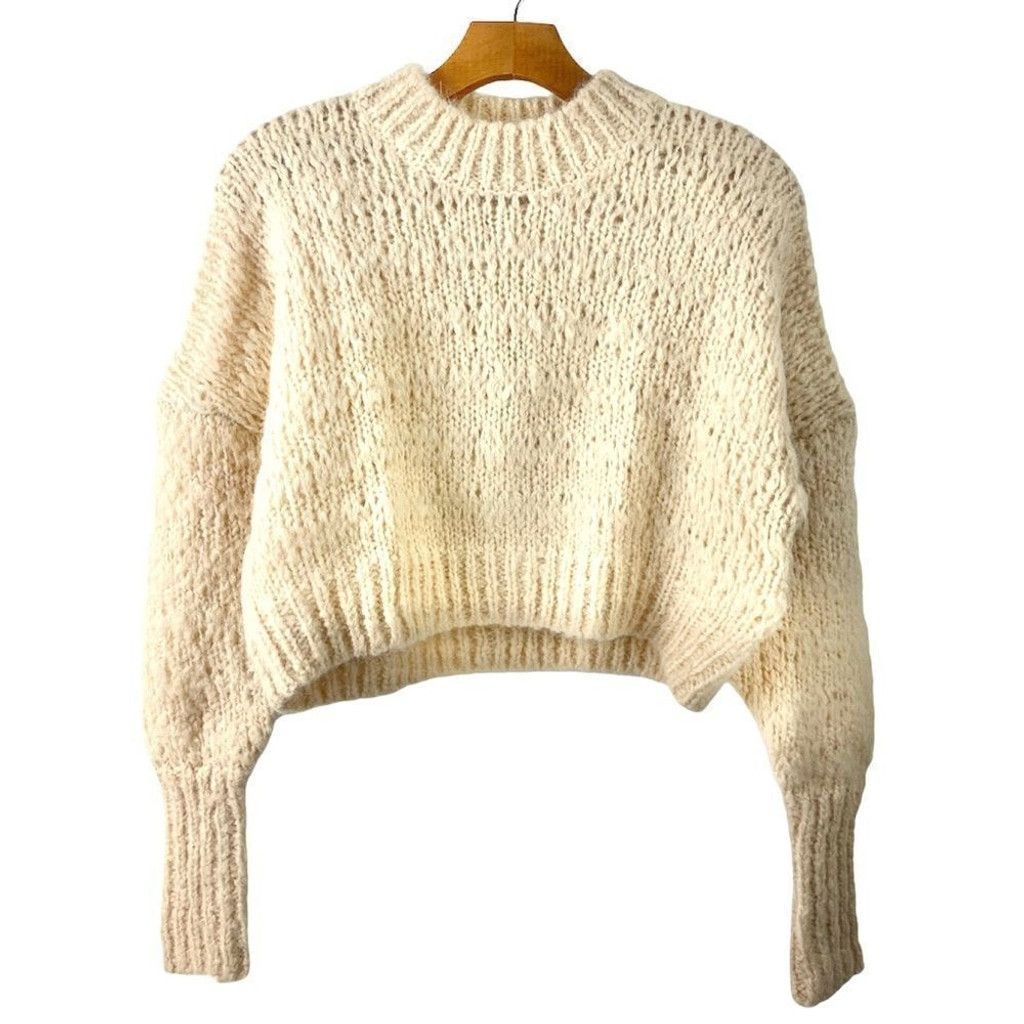 Aritzia Wilfred Lune Cream Alpaca Wool Cropped Sweater Size XXS Size XXS / US 00 / IT 34 - 6 Thumbnail