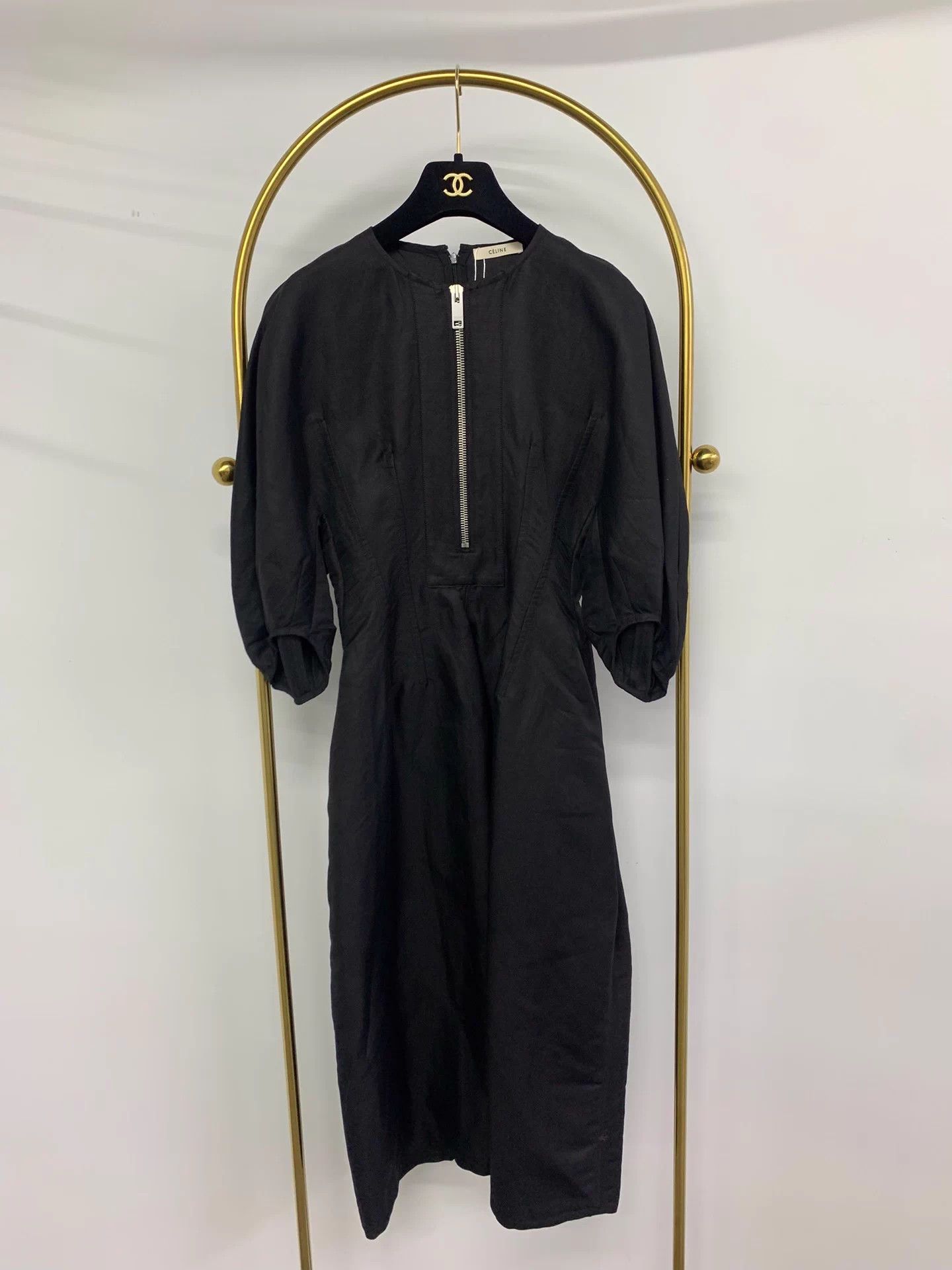 Celine Vintage Celine Black Waist-Cinching Dress Mint Size XS / US 0-2 / IT 36-38 - 1 Thumbnail