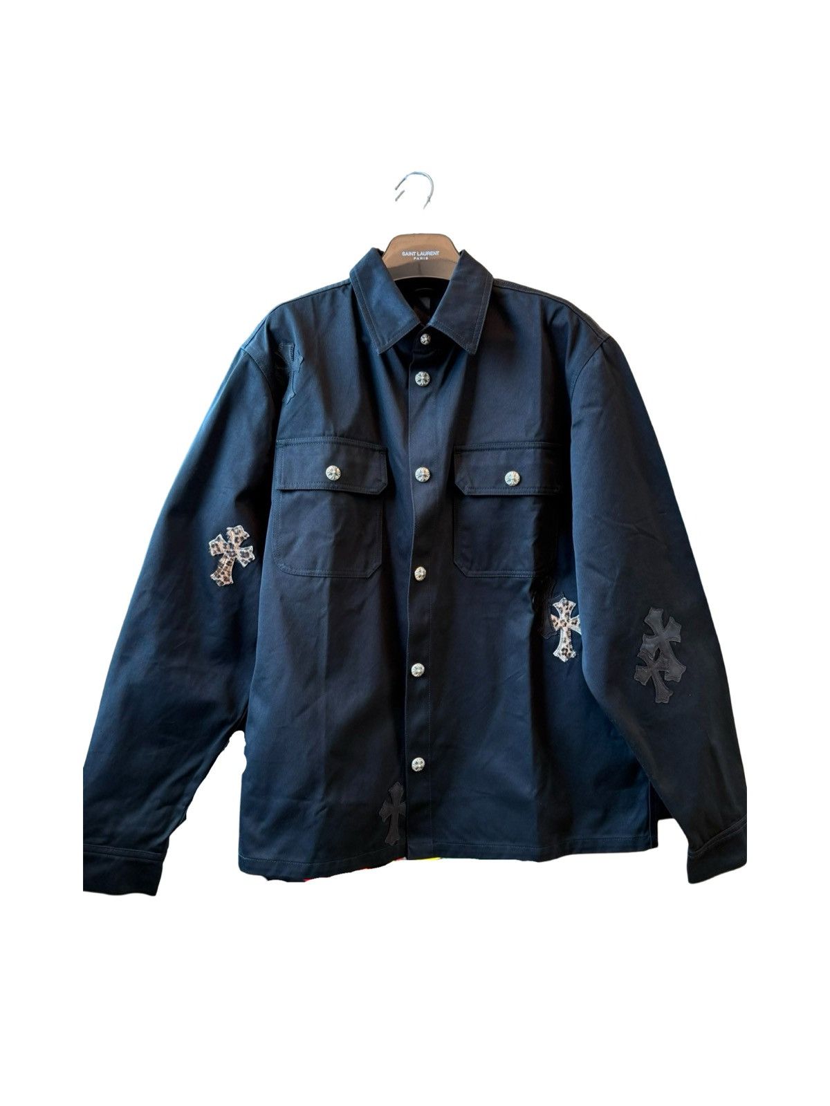 Chrome Hearts Leopard black cross patch work dog shirt jacket Size US XL / EU 56 / 4 - 3 Thumbnail